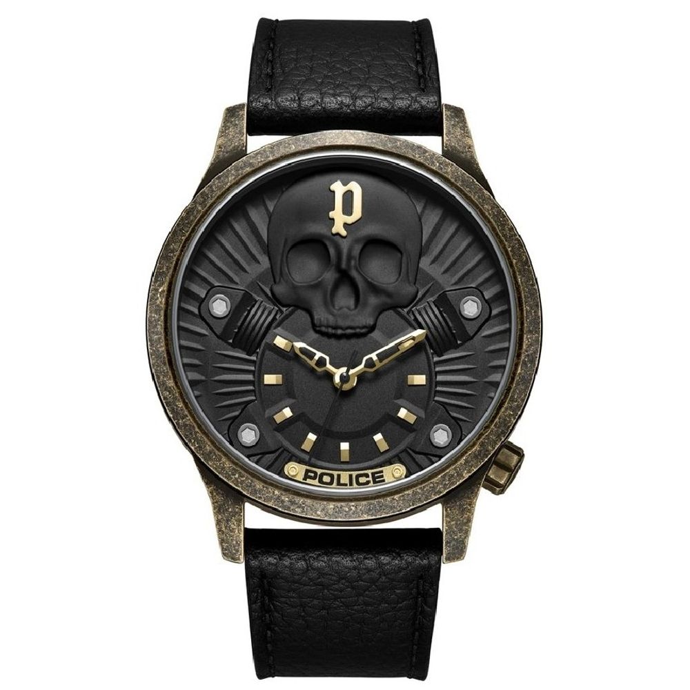 Orologio in pelle nera della polizia