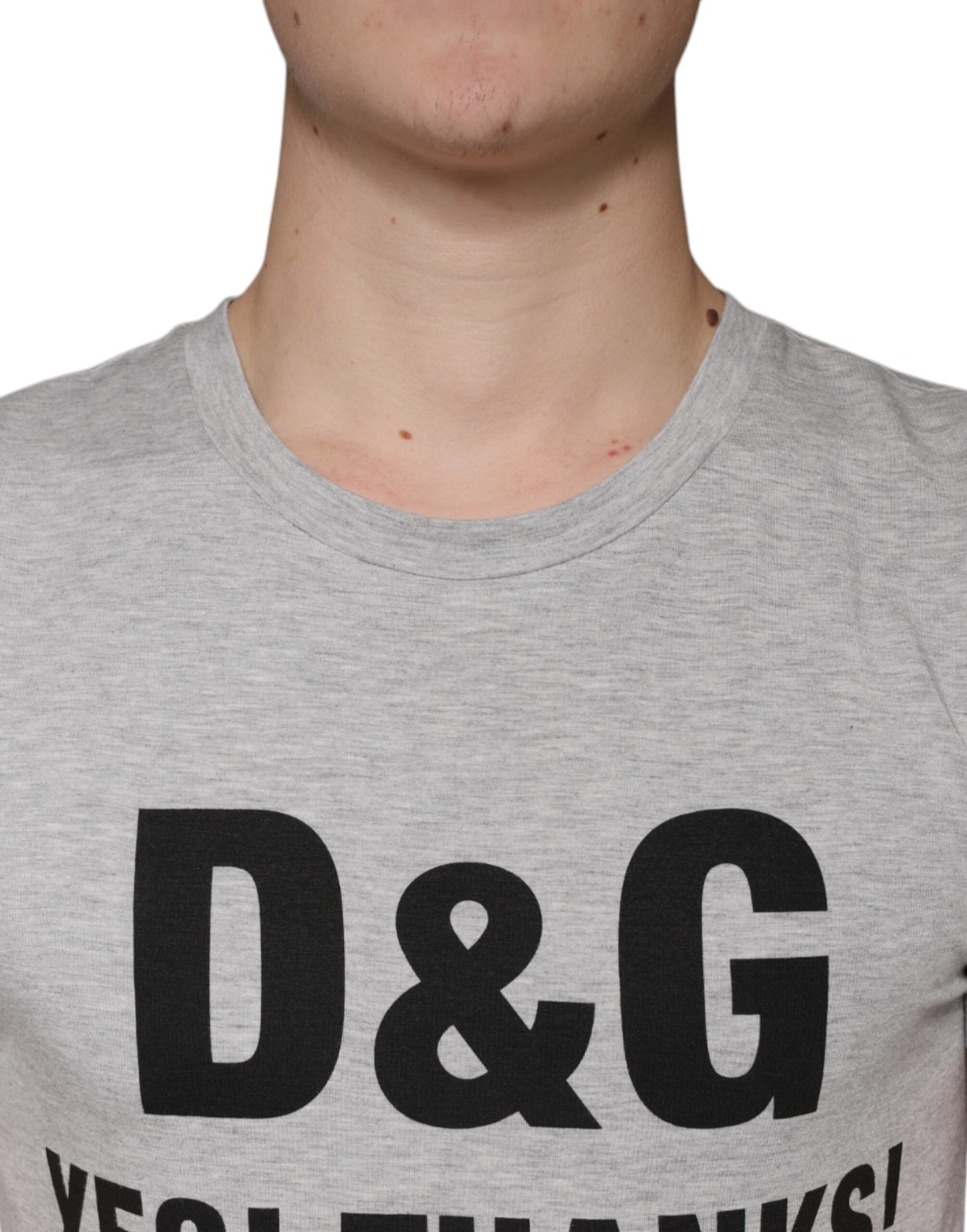 T-shirt girocollo a maniche corte con stampa logo grigio Dolce & Gabbana