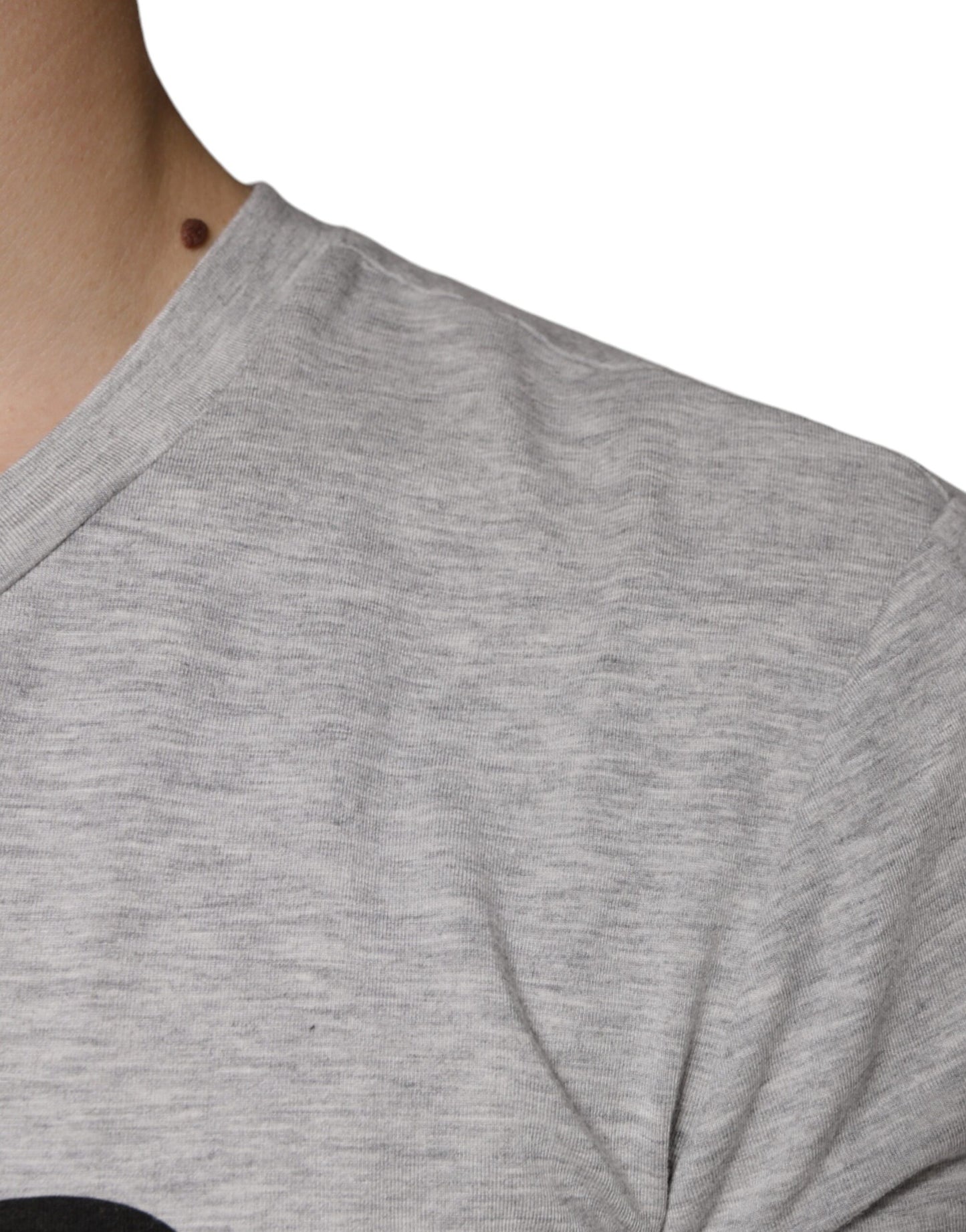 T-shirt girocollo a maniche corte con stampa logo grigio Dolce & Gabbana