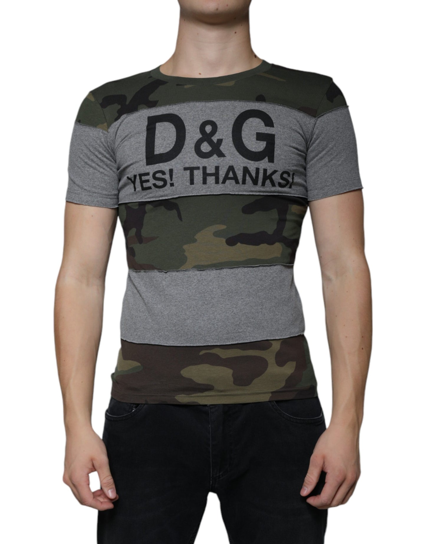 Dolce & Gabbana T-shirt girocollo in cotone mimetico multicolore