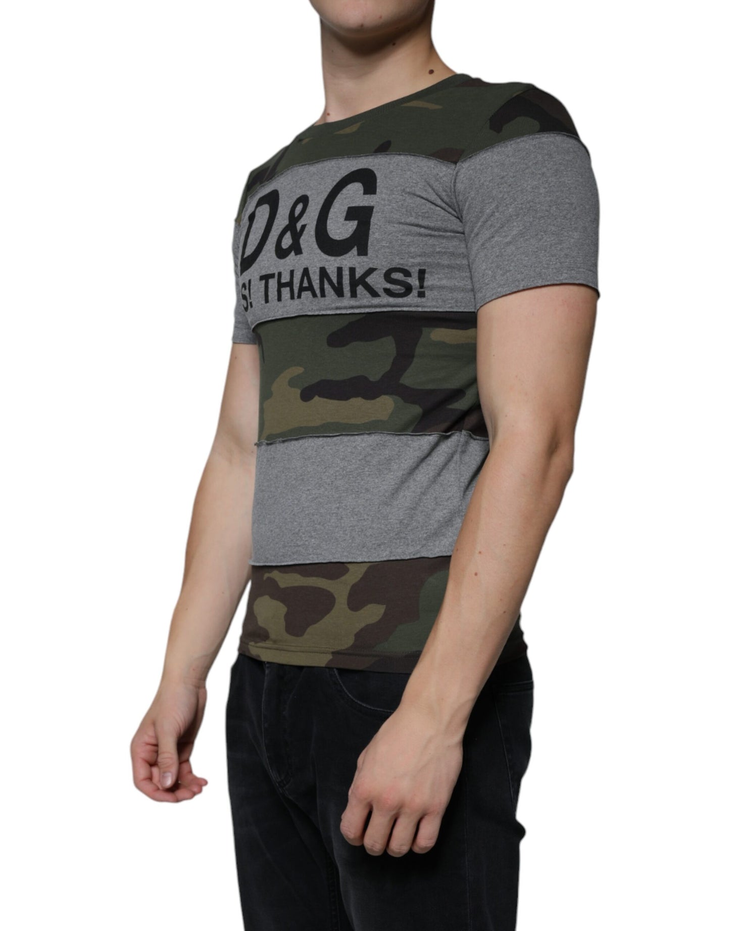 Dolce & Gabbana T-shirt girocollo in cotone mimetico multicolore