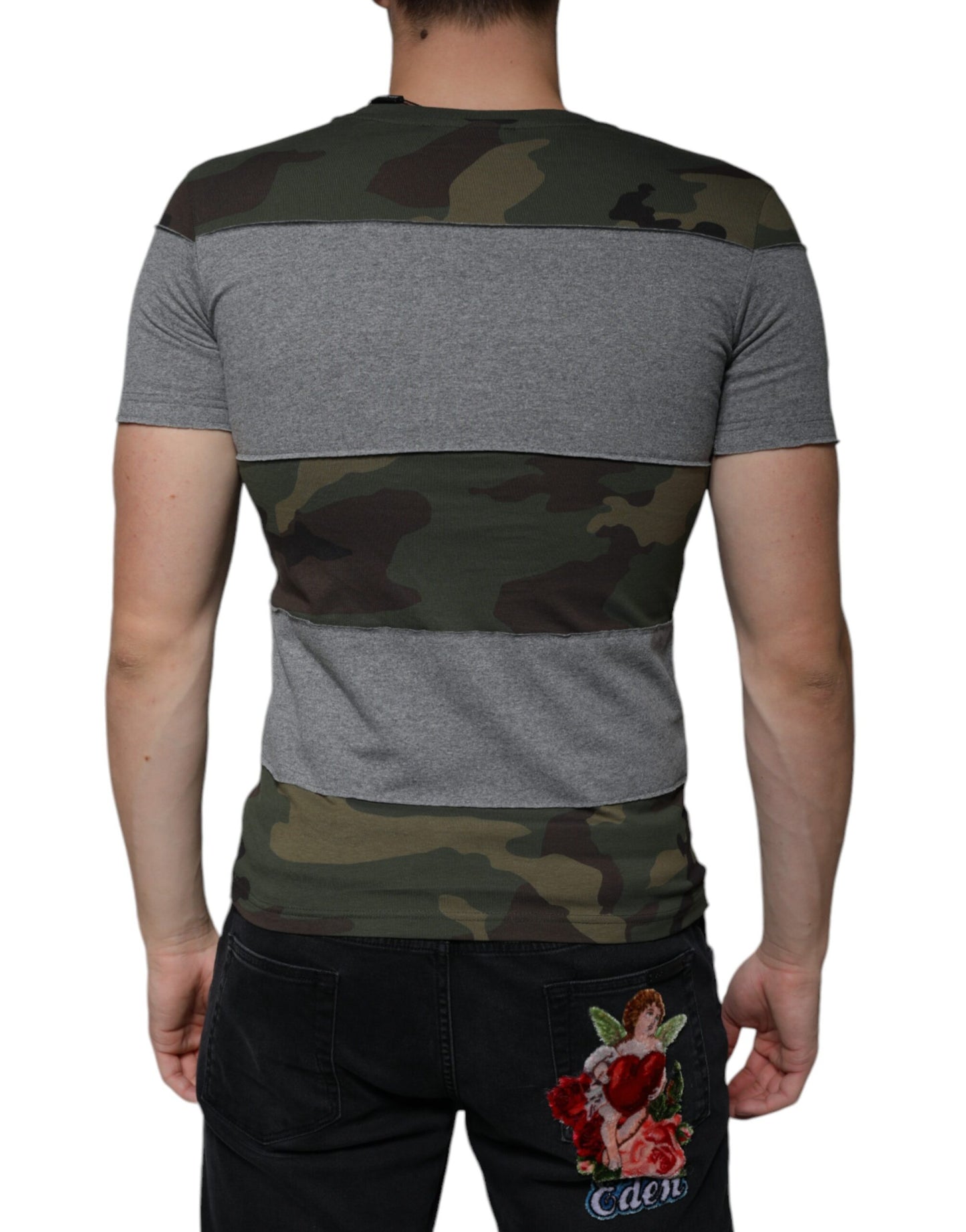 Dolce & Gabbana T-shirt girocollo in cotone mimetico multicolore