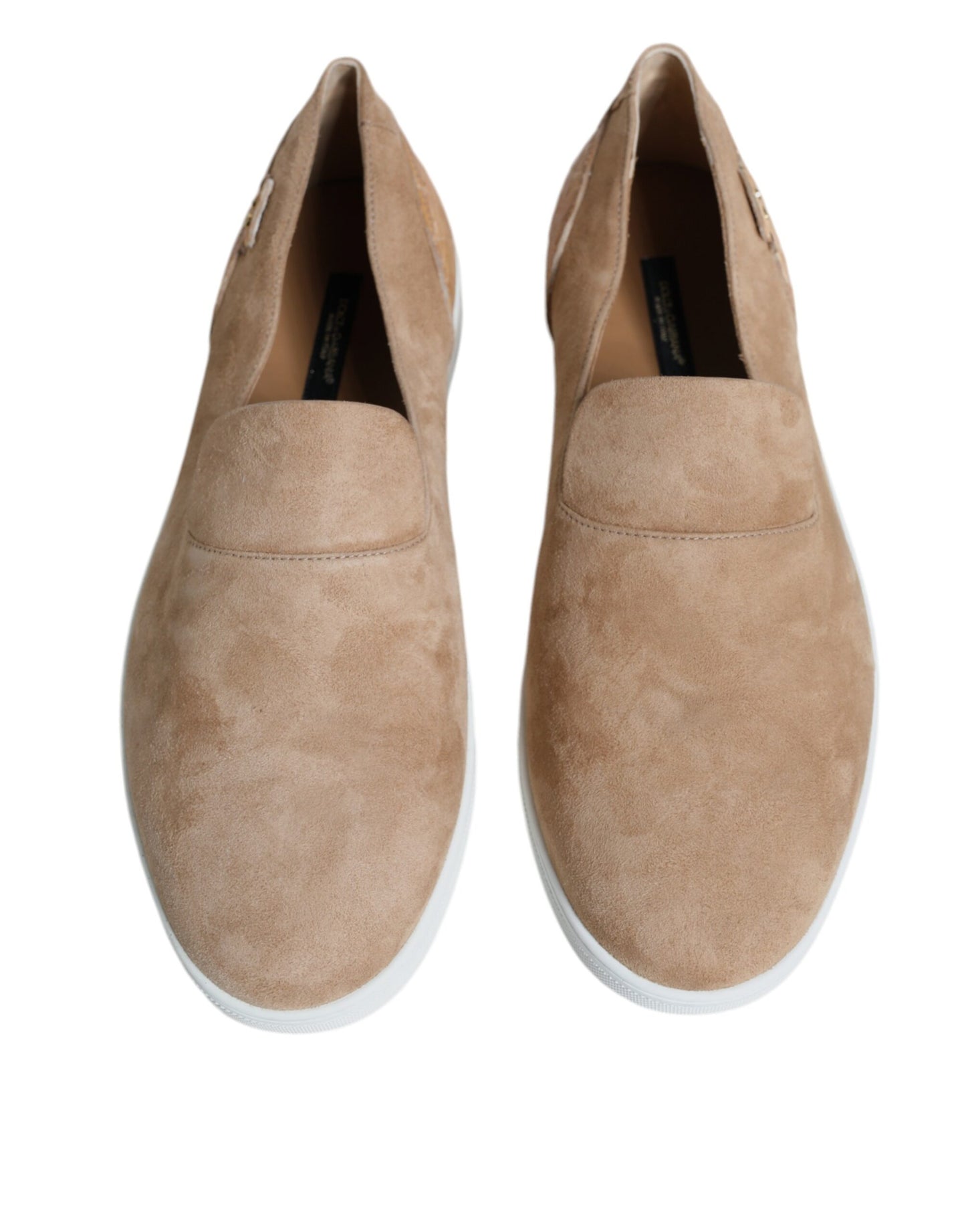 Dolce & Gabbana Beige Suede Caiman Loafers Pantofole Scarpe