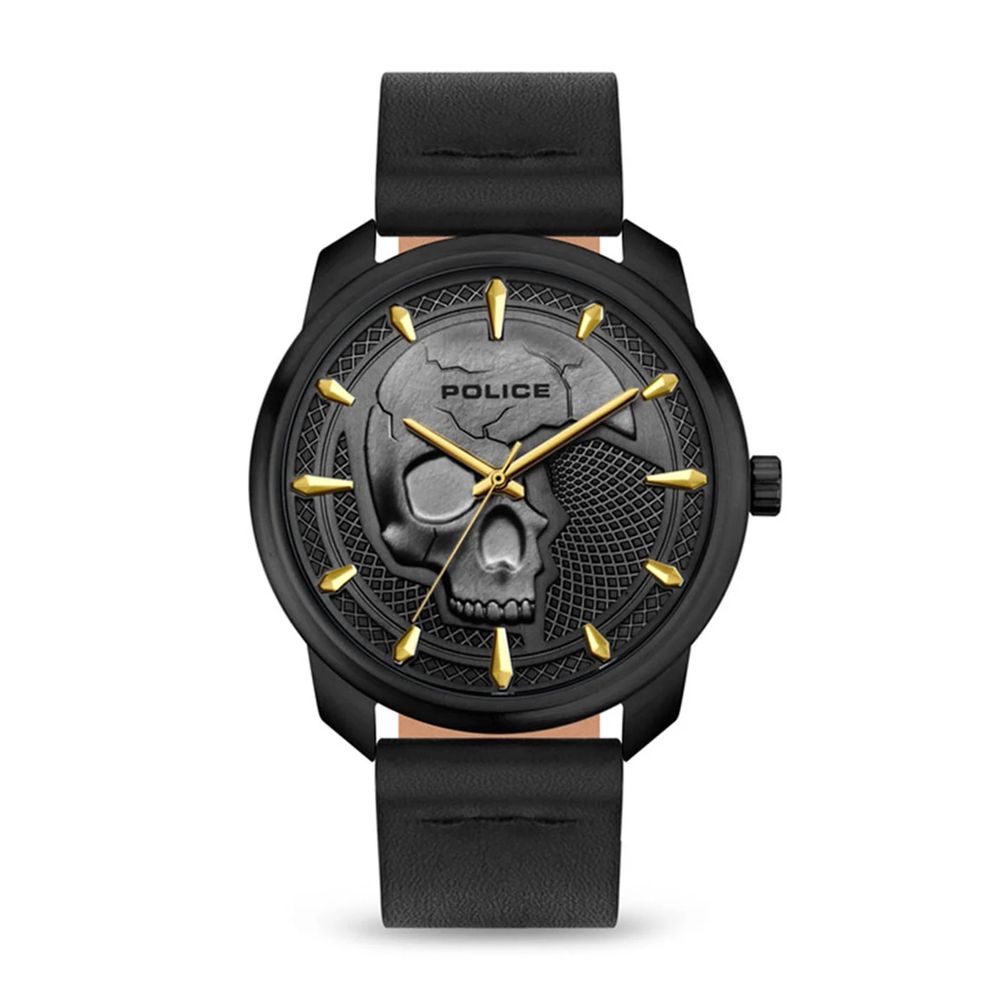 Orologio in pelle nera della polizia