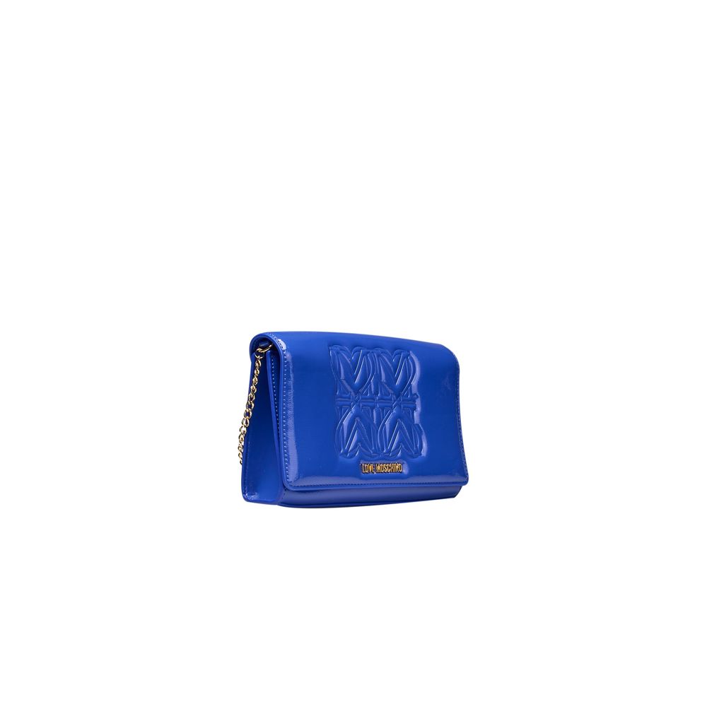 Borsa a tracolla da donna Love Moschino in polietilene blu