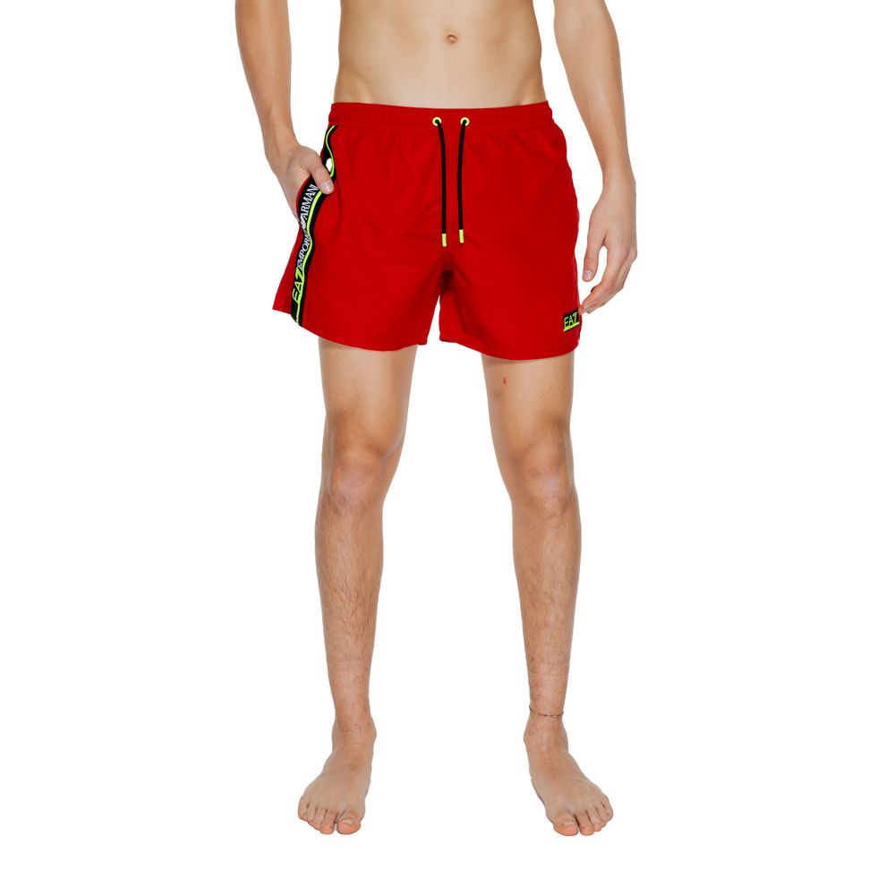 Costume da bagno in poliestere rosso EA7 Emporio Armani