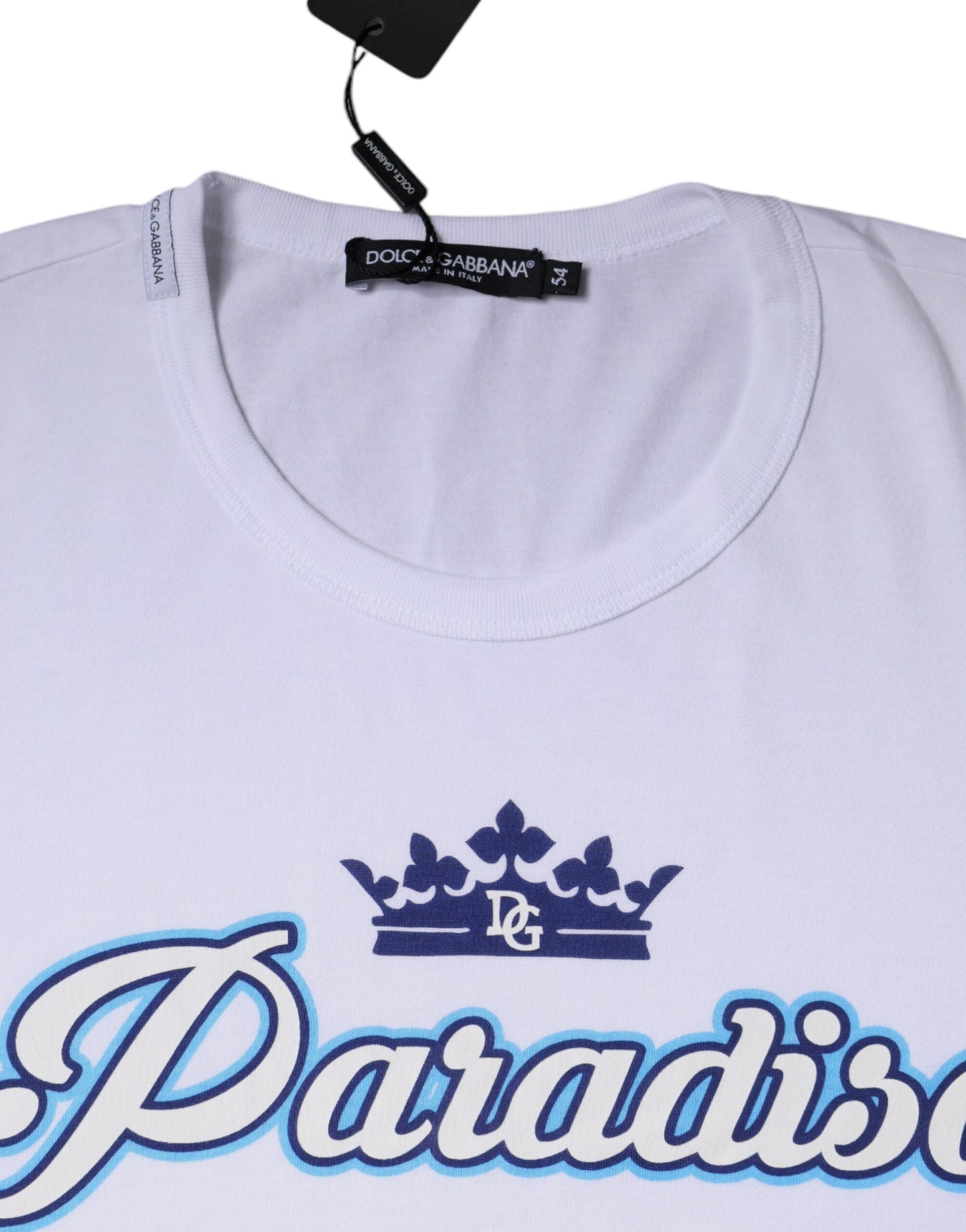 Dolce & Gabbana T-shirt bianca Paradiso in cotone con maniche corte