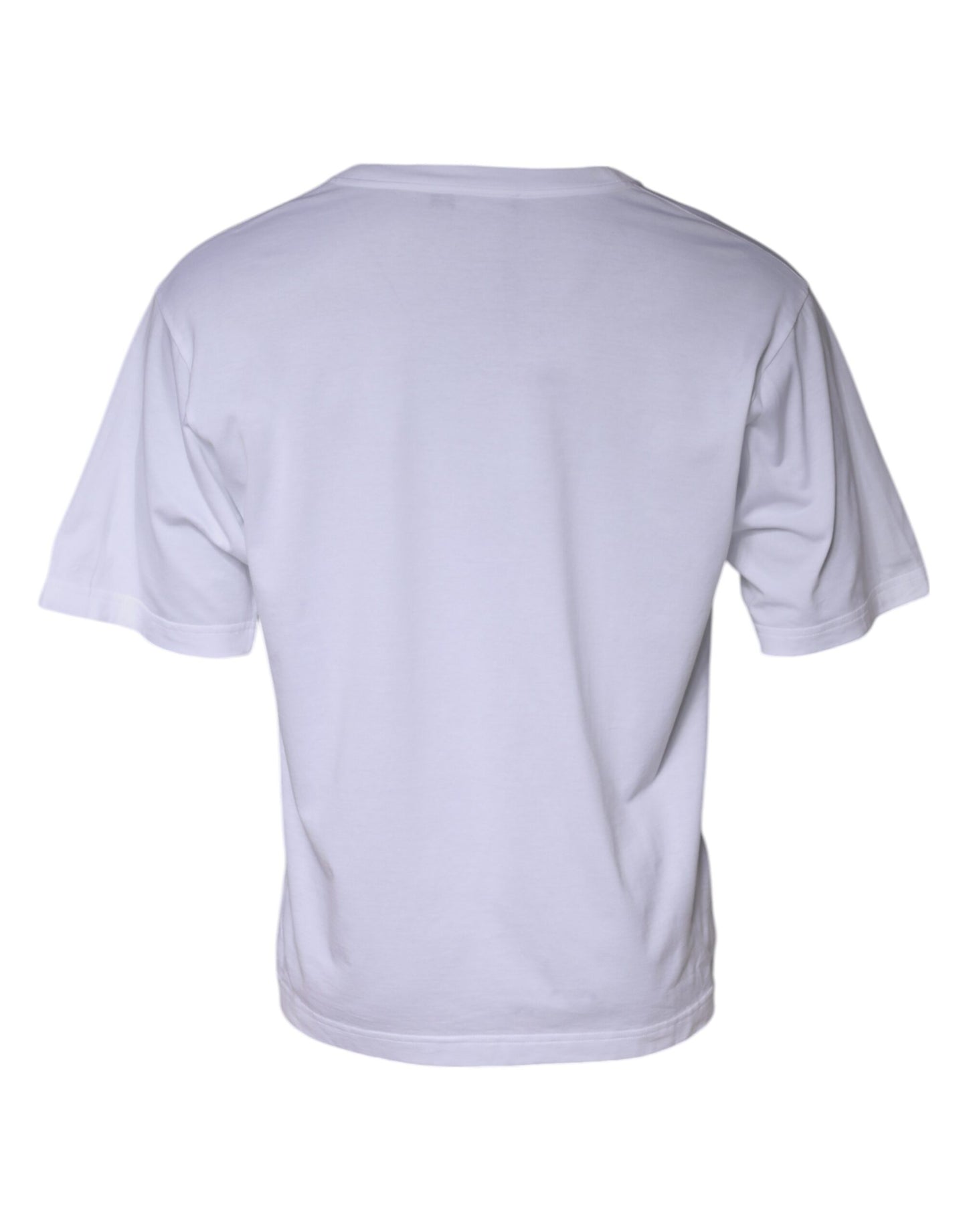 T-shirt girocollo in cotone con patch logo bianco di Dolce & Gabbana