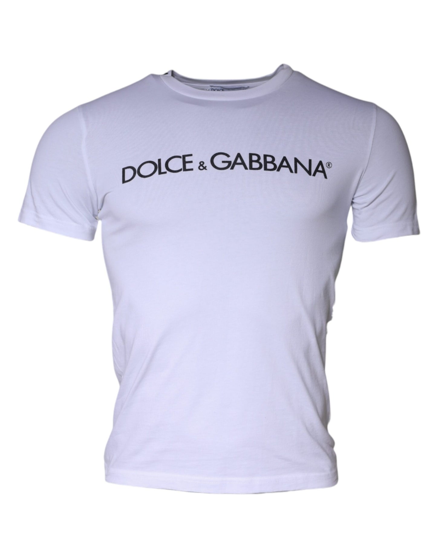 T-shirt girocollo in cotone bianco con stampa logo Dolce & Gabbana
