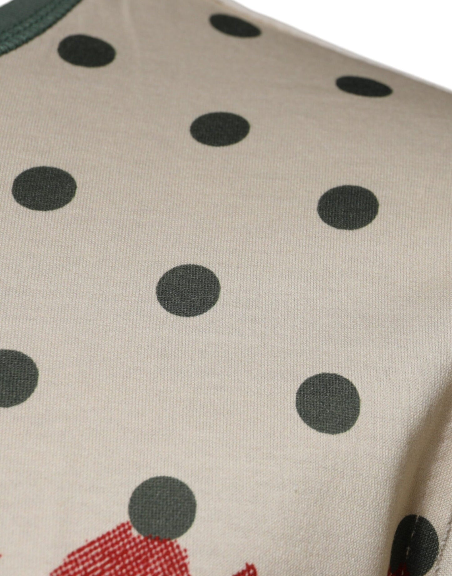 Dolce & Gabbana T-shirt in cotone a pois con stampa grafica beige