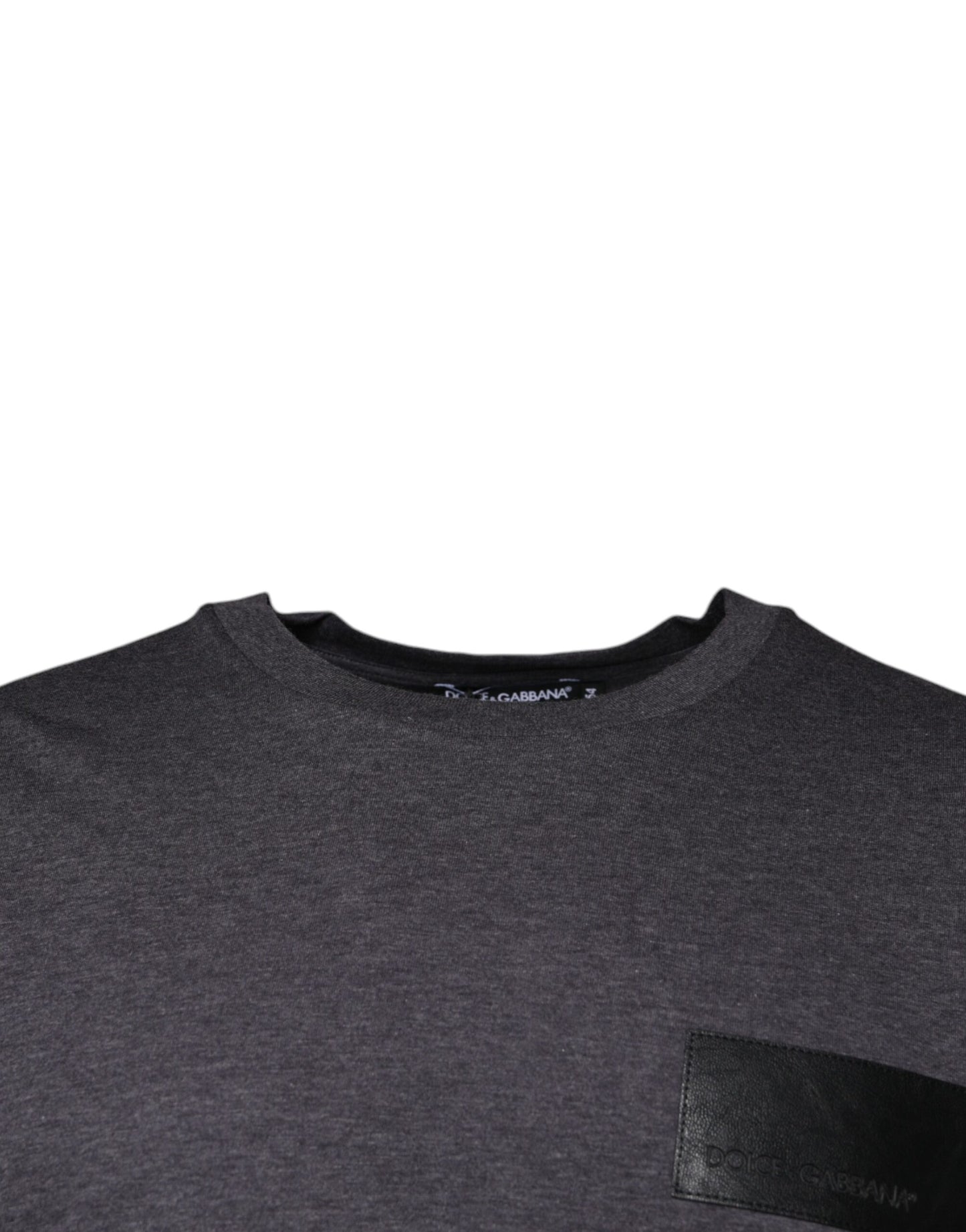 Dolce & Gabbana T-shirt girocollo in cotone con toppa con logo grigio