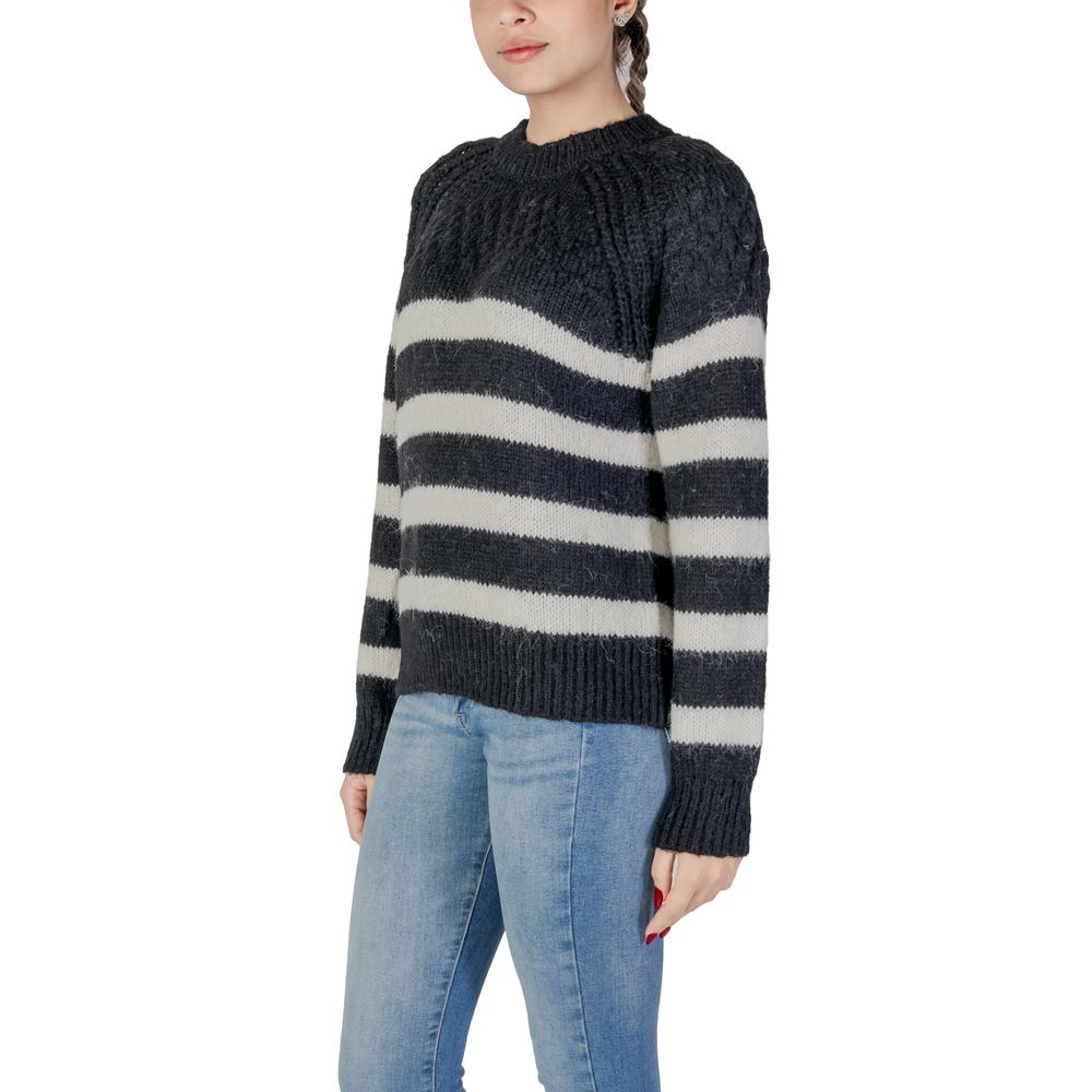Only Black And White Polyester Polyester Sweater