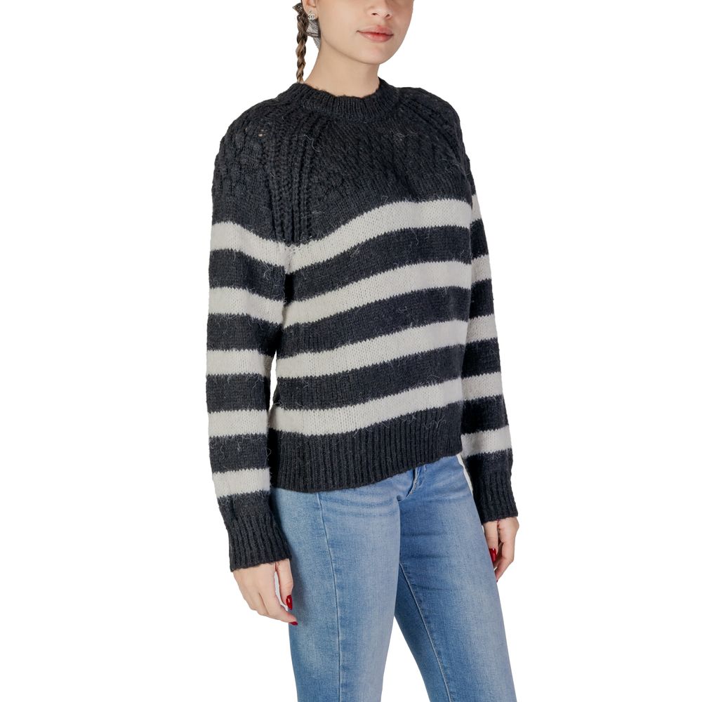 Only Black And White Polyester Polyester Sweater