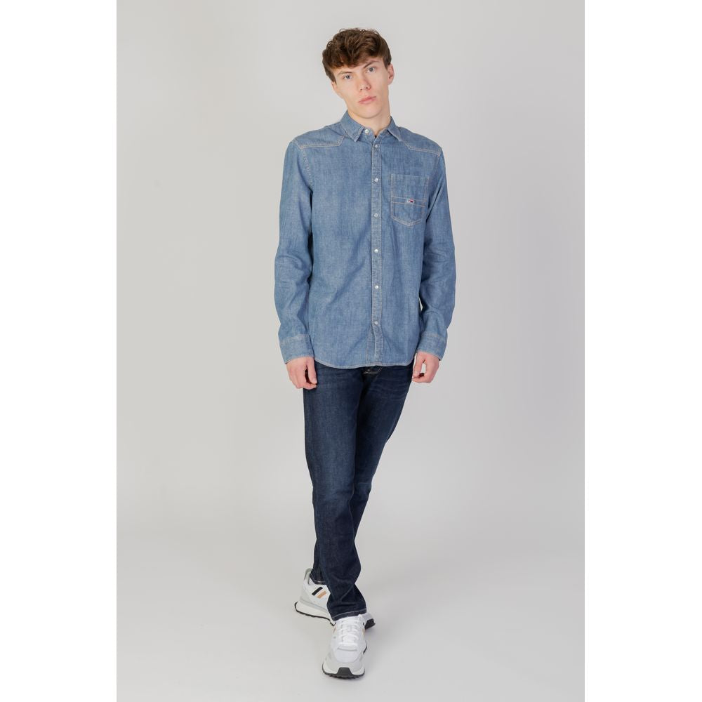 Camicia in cotone blu Tommy Hilfiger Jeans