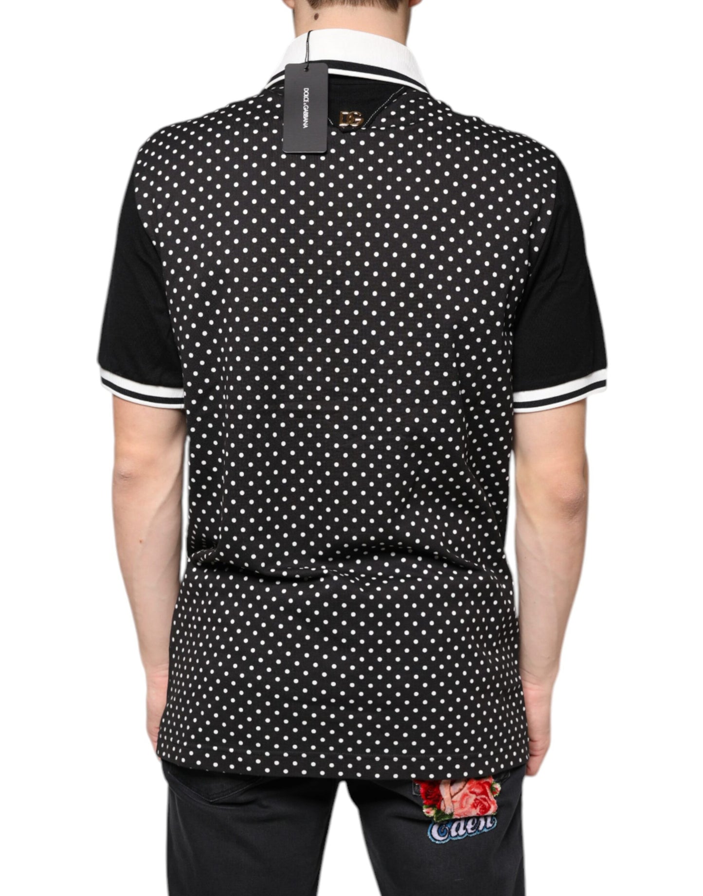 Dolce & Gabbana Polo a righe bianche e nere con colletto