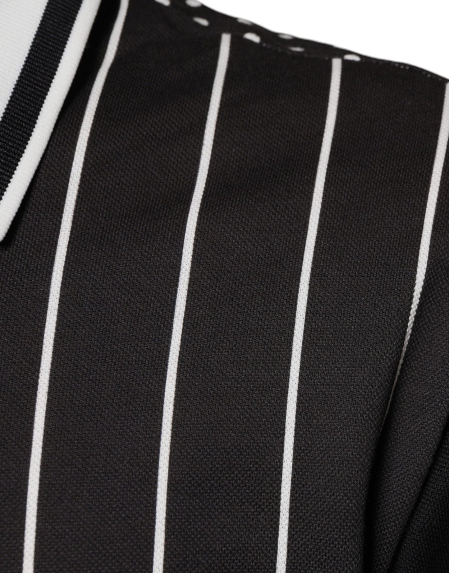 Dolce & Gabbana Polo a righe bianche e nere con colletto