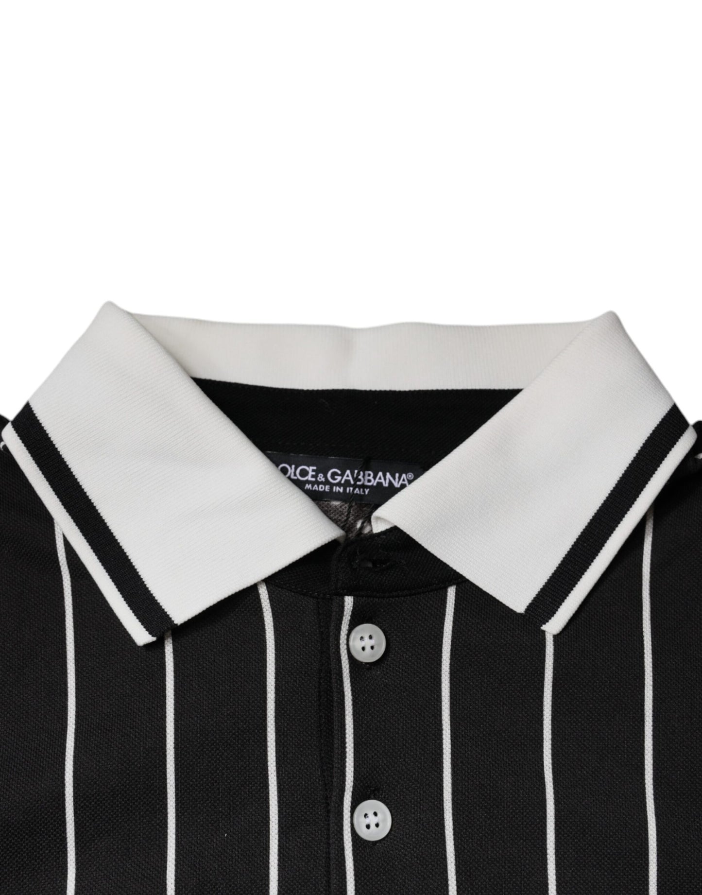 Dolce & Gabbana Polo a righe bianche e nere con colletto