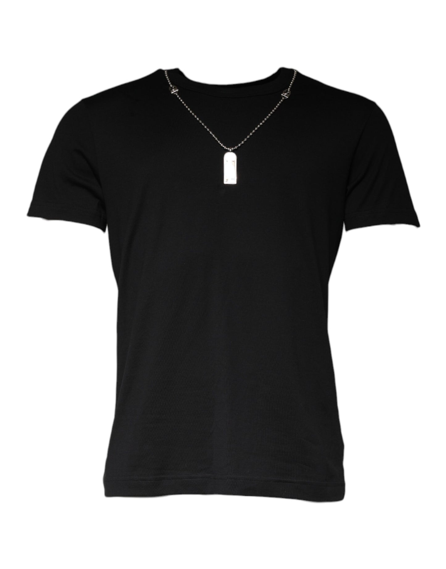 Dolce & Gabbana T-shirt con collana in cotone nero decorata