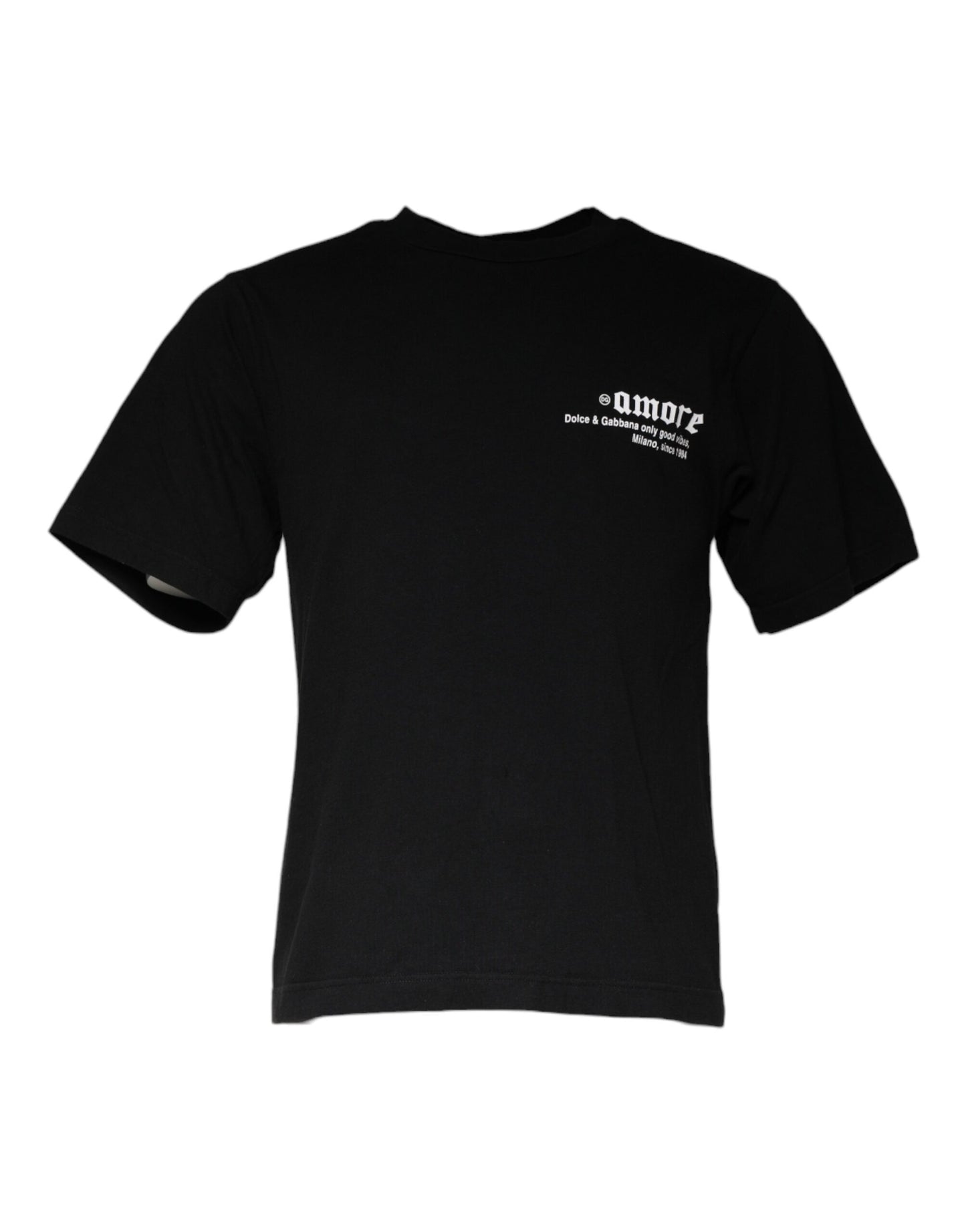 Dolce & Gabbana T-shirt girocollo in cotone con stampa Amore nera