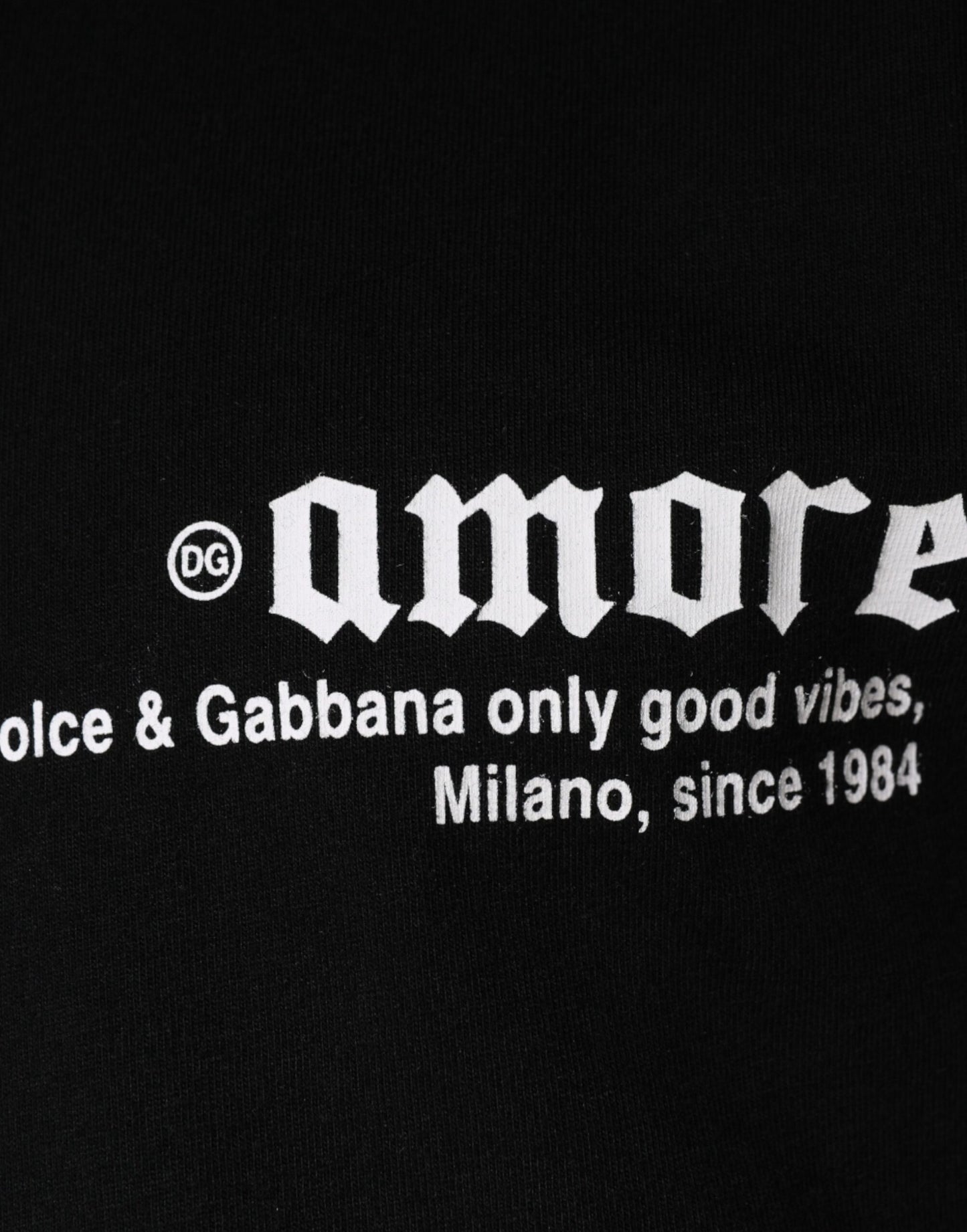Dolce & Gabbana T-shirt girocollo in cotone con stampa Amore nera