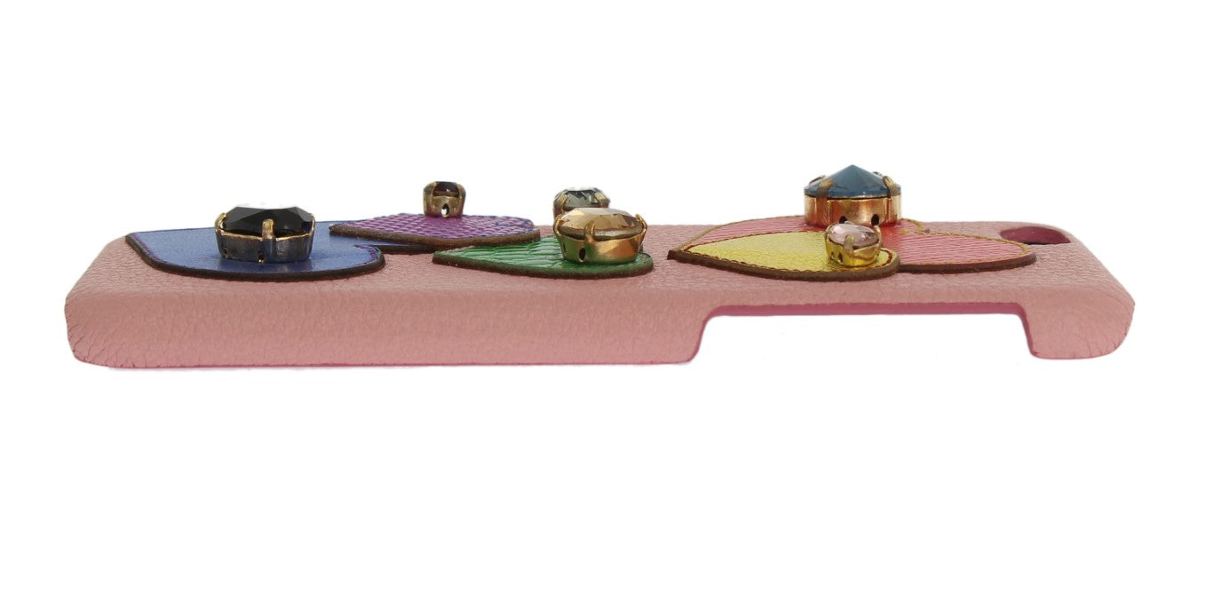 Custodia per iPhone con cristalli in pelle rosa Chic Dolce & Gabbana