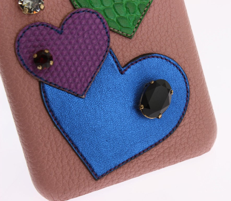 Custodia per iPhone con cristalli in pelle rosa Chic Dolce & Gabbana