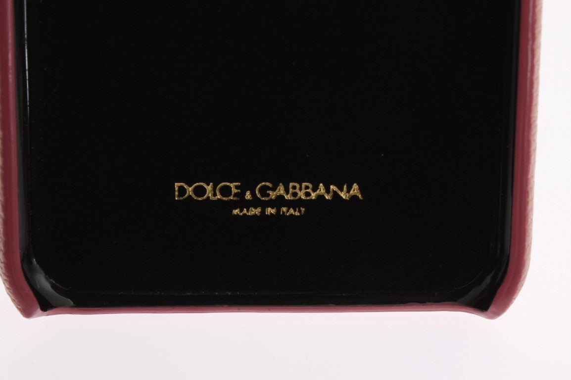 Custodia per iPhone con cristalli in pelle rosa Chic Dolce & Gabbana