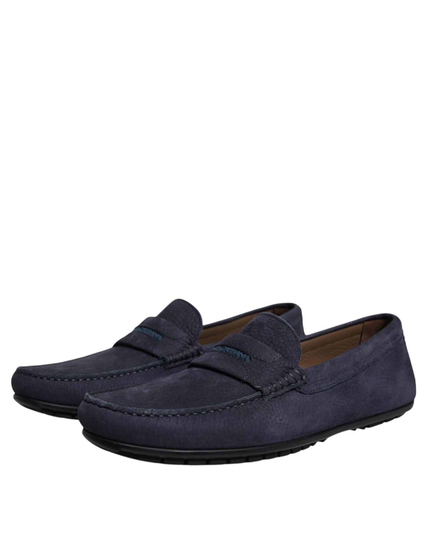 Dolce & Gabbana Scarpe Mocassino Slip On Uomo in Pelle di Vitello Blu