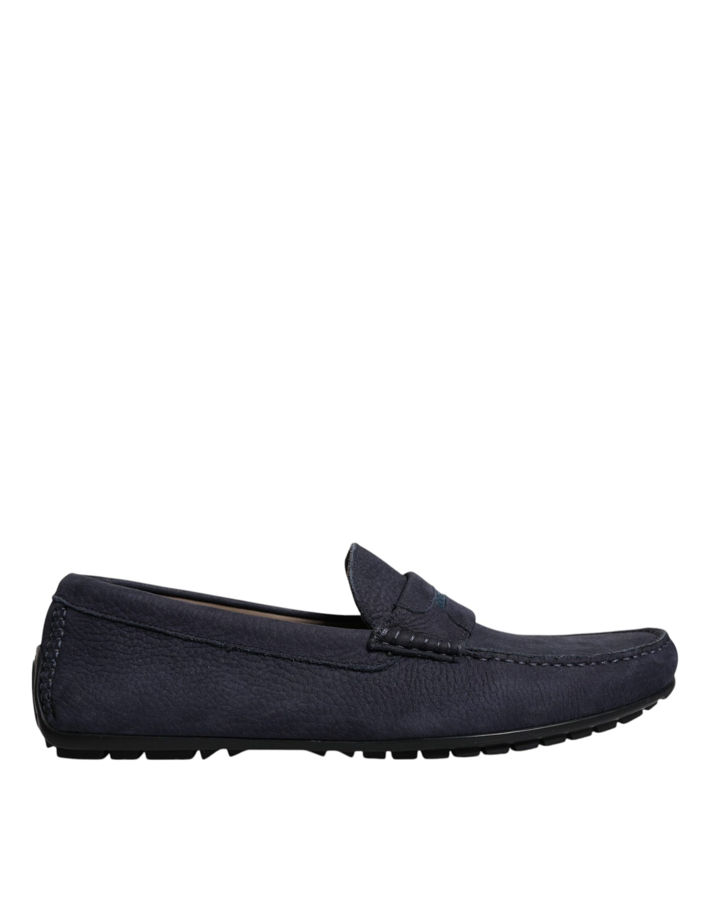 Dolce & Gabbana Scarpe Mocassino Slip On Uomo in Pelle di Vitello Blu