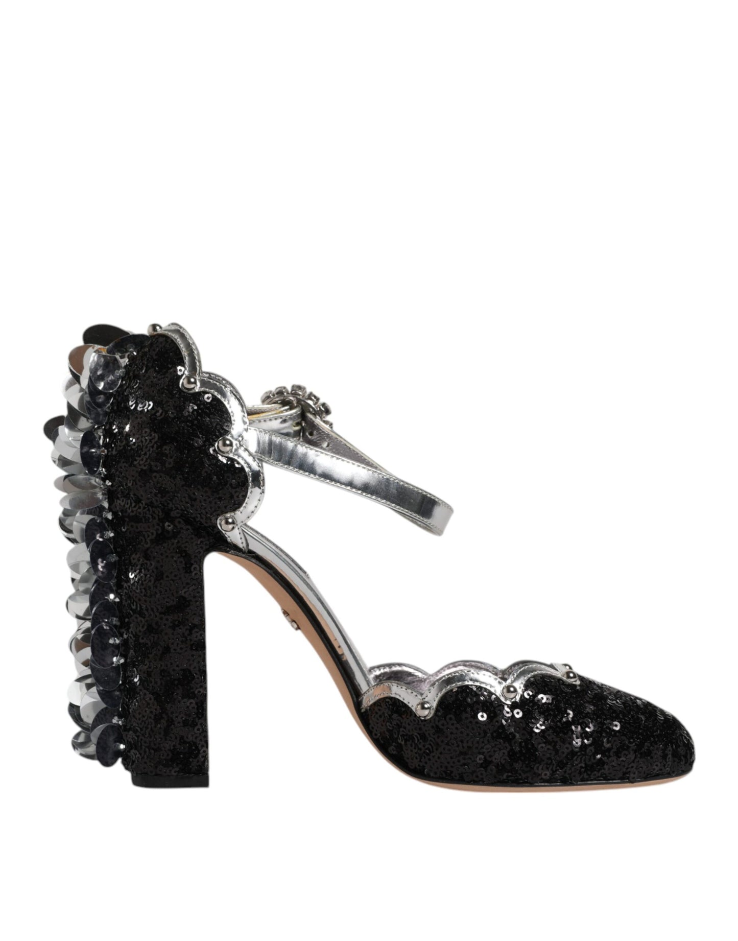 Dolce & Gabbana Sandali con cinturino alla caviglia in paillettes argento nero