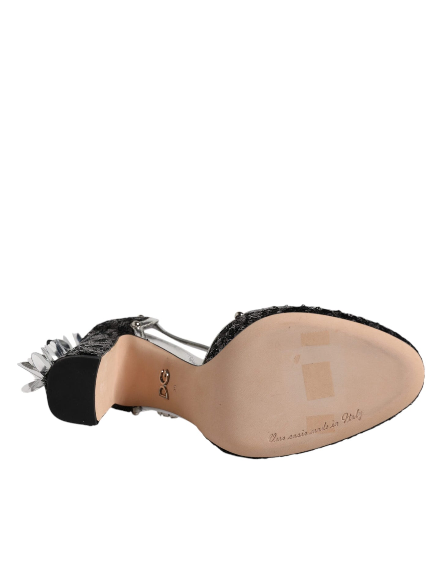 Dolce & Gabbana Sandali con cinturino alla caviglia in paillettes argento nero