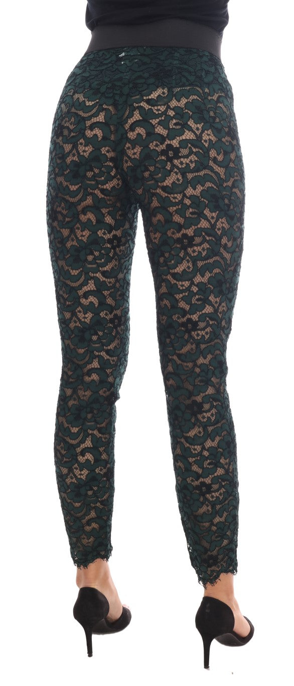Pantaloni slim in pizzo floreale a vita alta Dolce & Gabbana