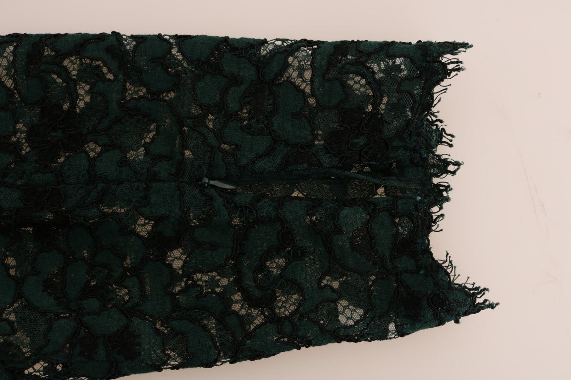 Pantaloni slim in pizzo floreale a vita alta Dolce & Gabbana