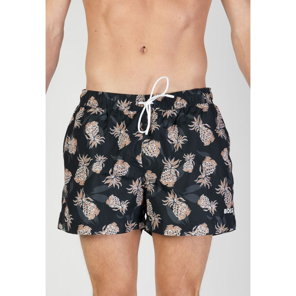 Costume da bagno in poliestere riciclato nero Hugo Boss