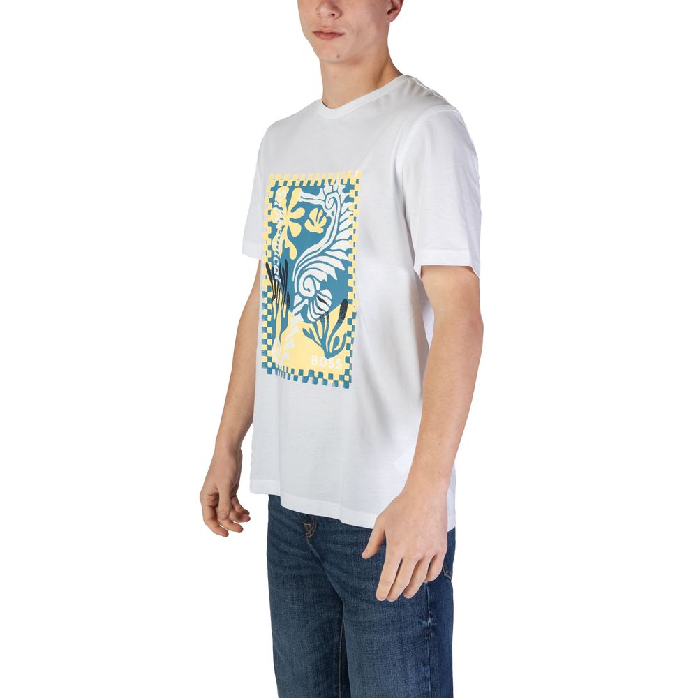 T-shirt in cotone bianco di Hugo Boss