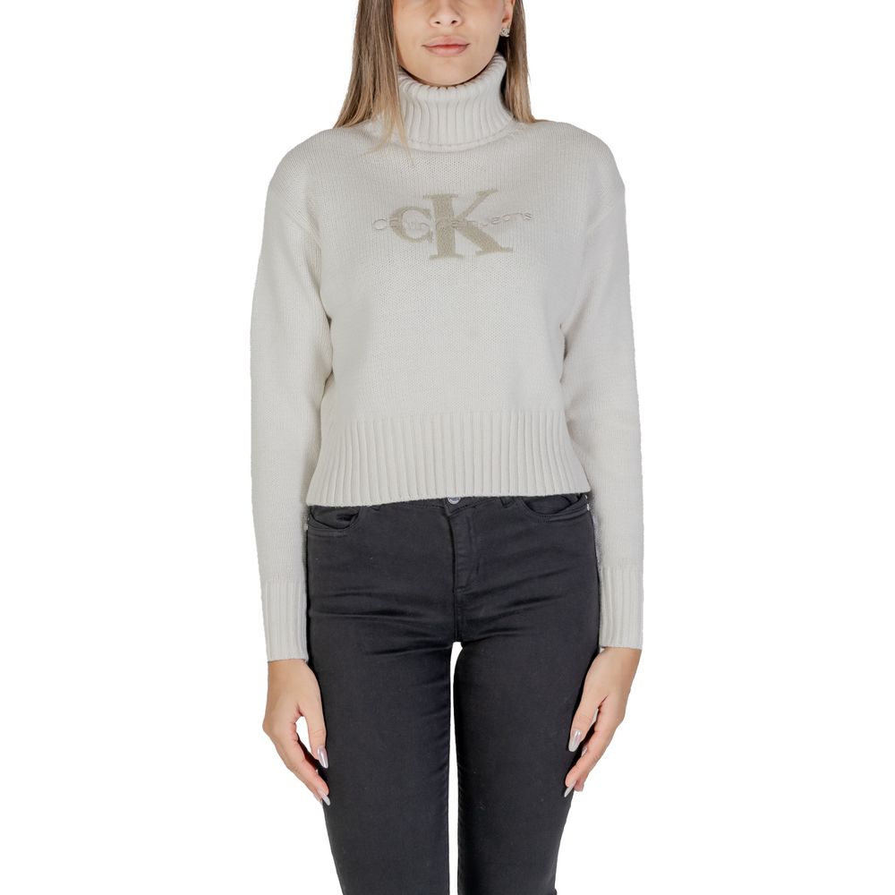 Maglione in cotone color crema Calvin Klein Jeans