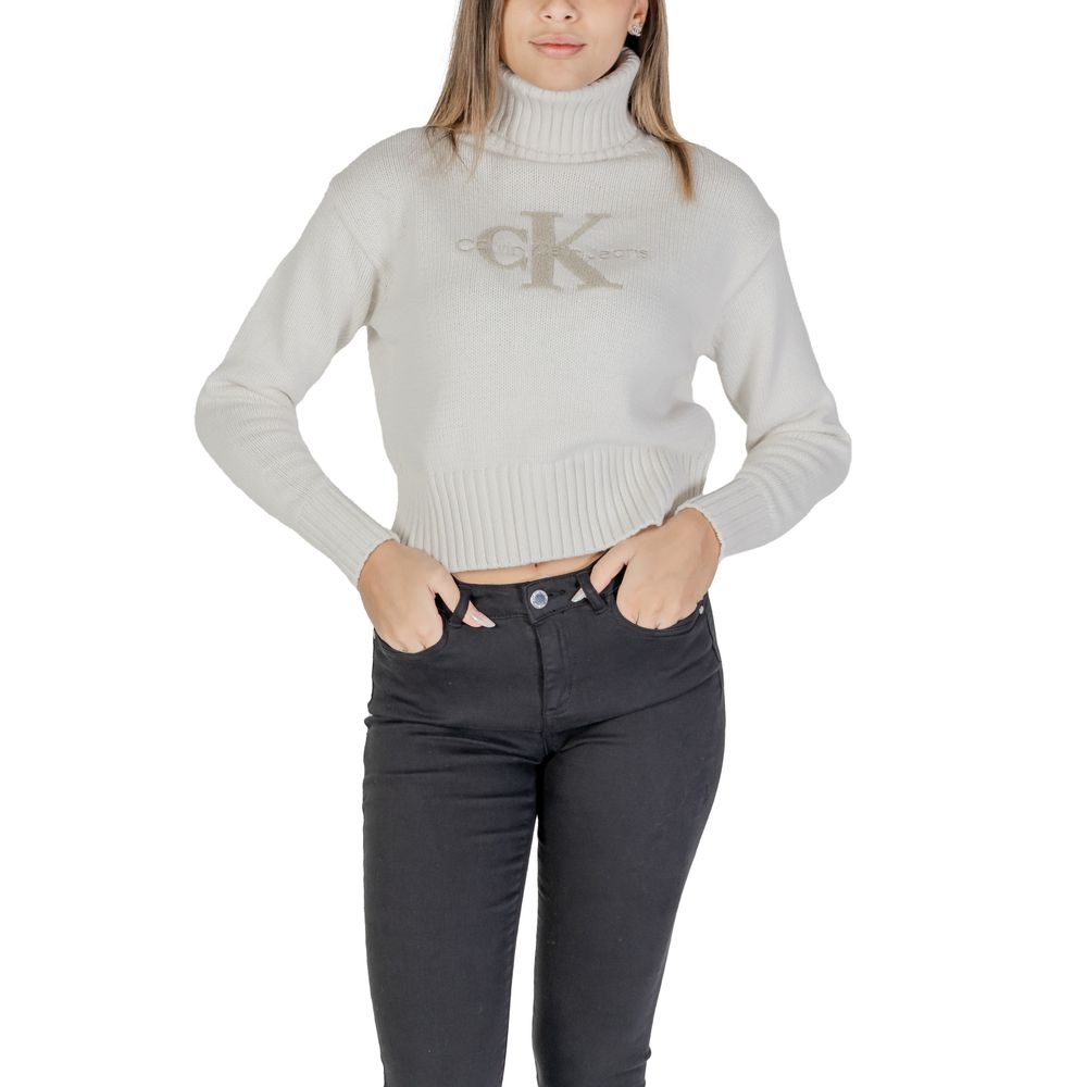 Maglione in cotone color crema Calvin Klein Jeans