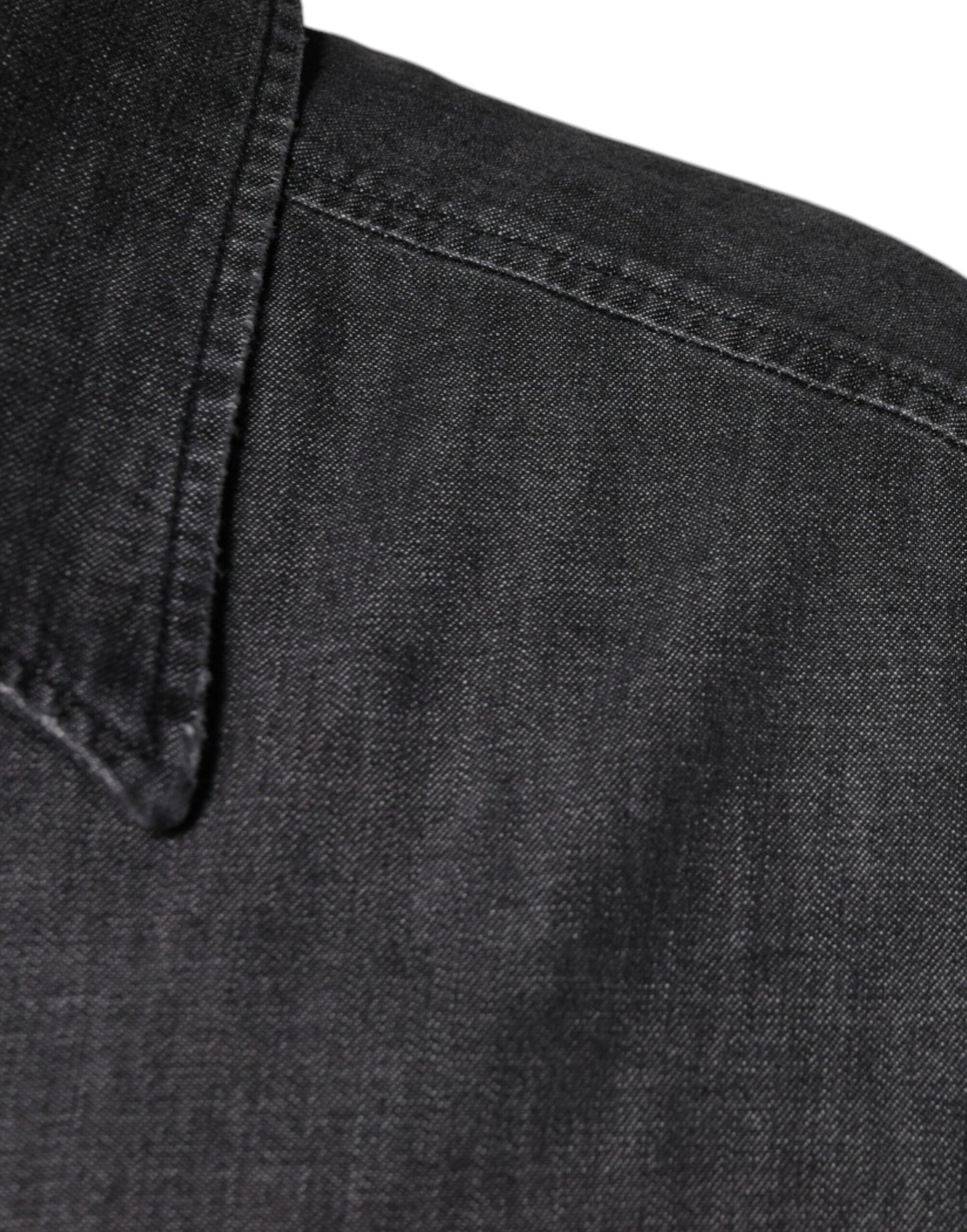 Camicia in denim con bottoni in cotone con logo nero Dolce & Gabbana