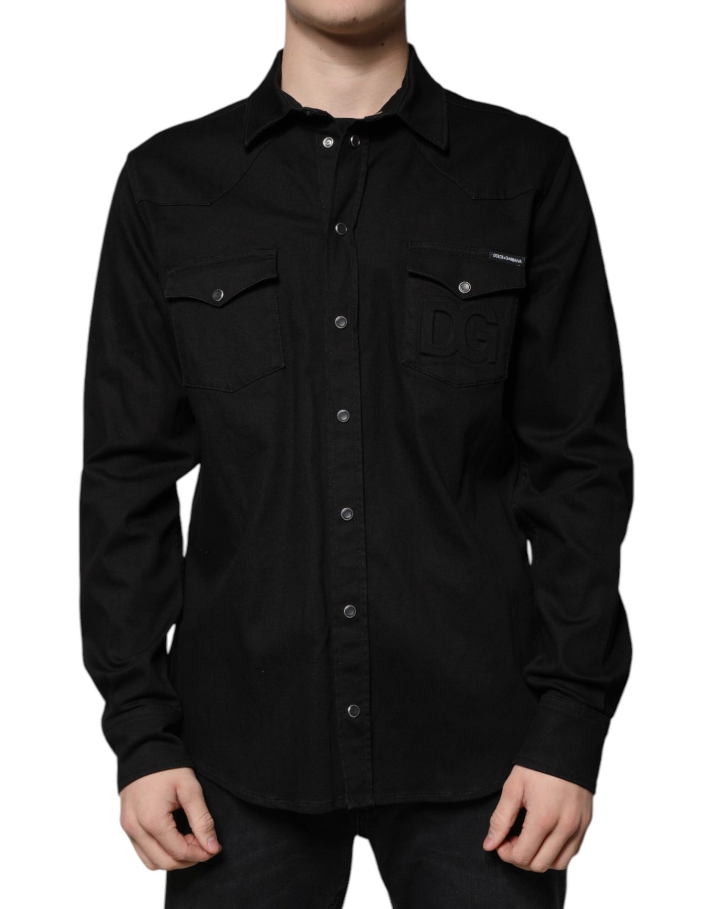 Camicia Dolce & Gabbana in cotone nero con colletto e bottoni