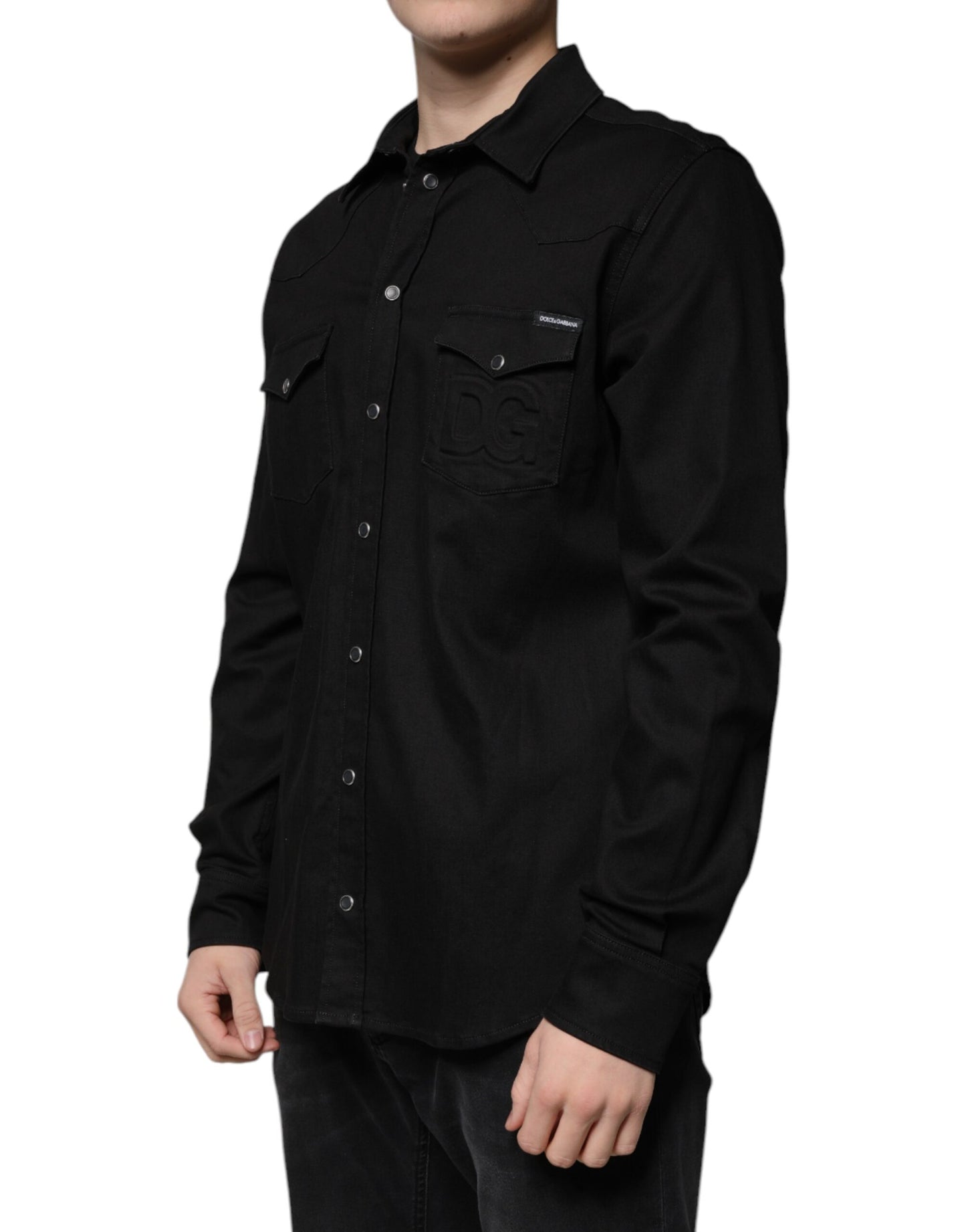 Camicia Dolce & Gabbana in cotone nero con colletto e bottoni