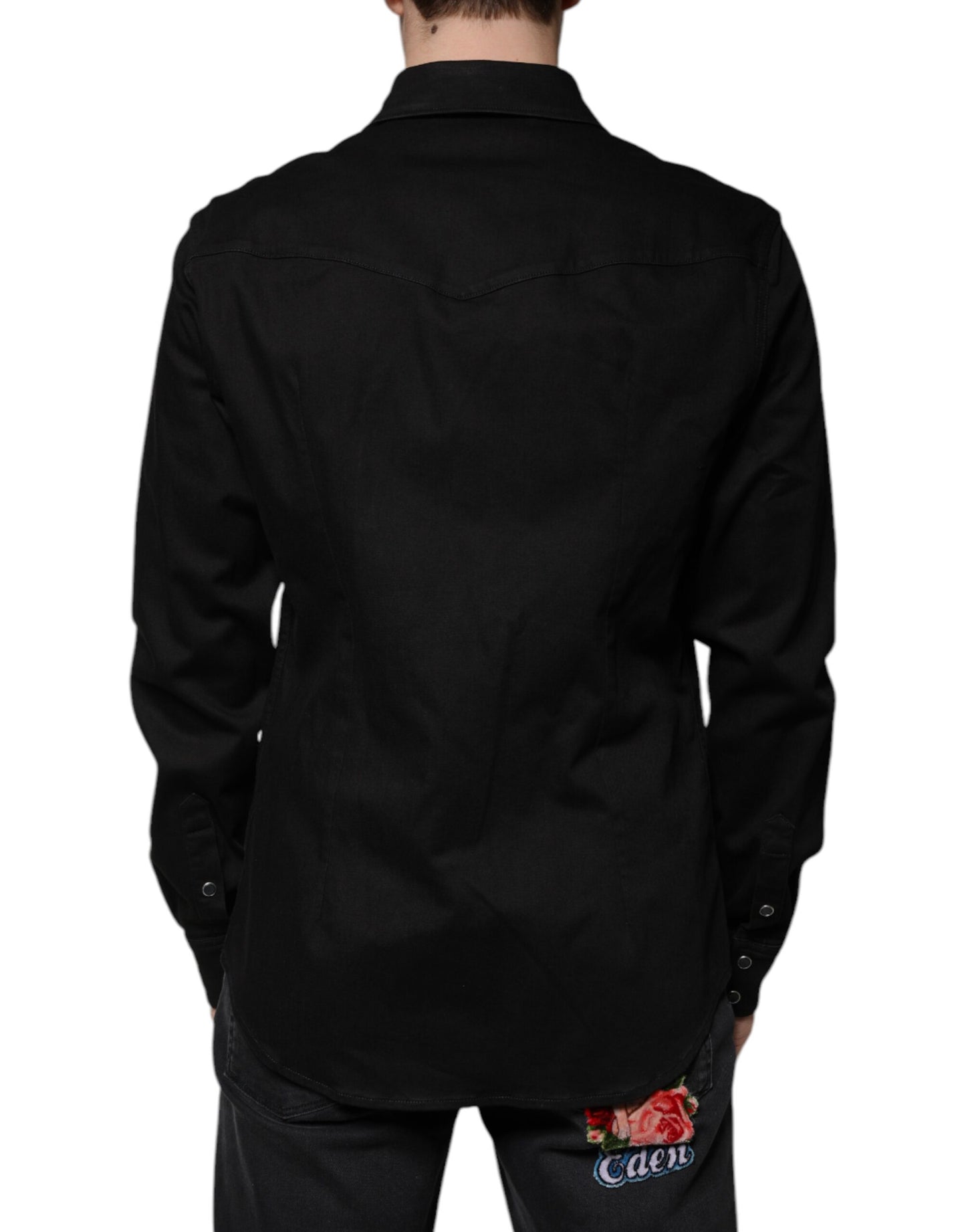 Camicia Dolce & Gabbana in cotone nero con colletto e bottoni