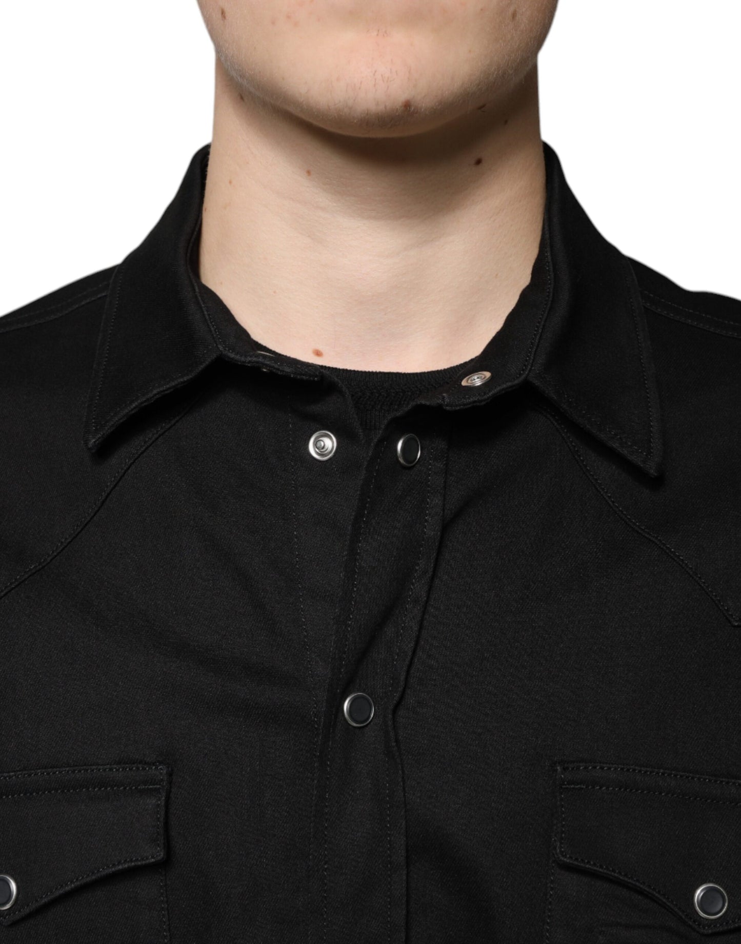 Camicia Dolce & Gabbana in cotone nero con colletto e bottoni