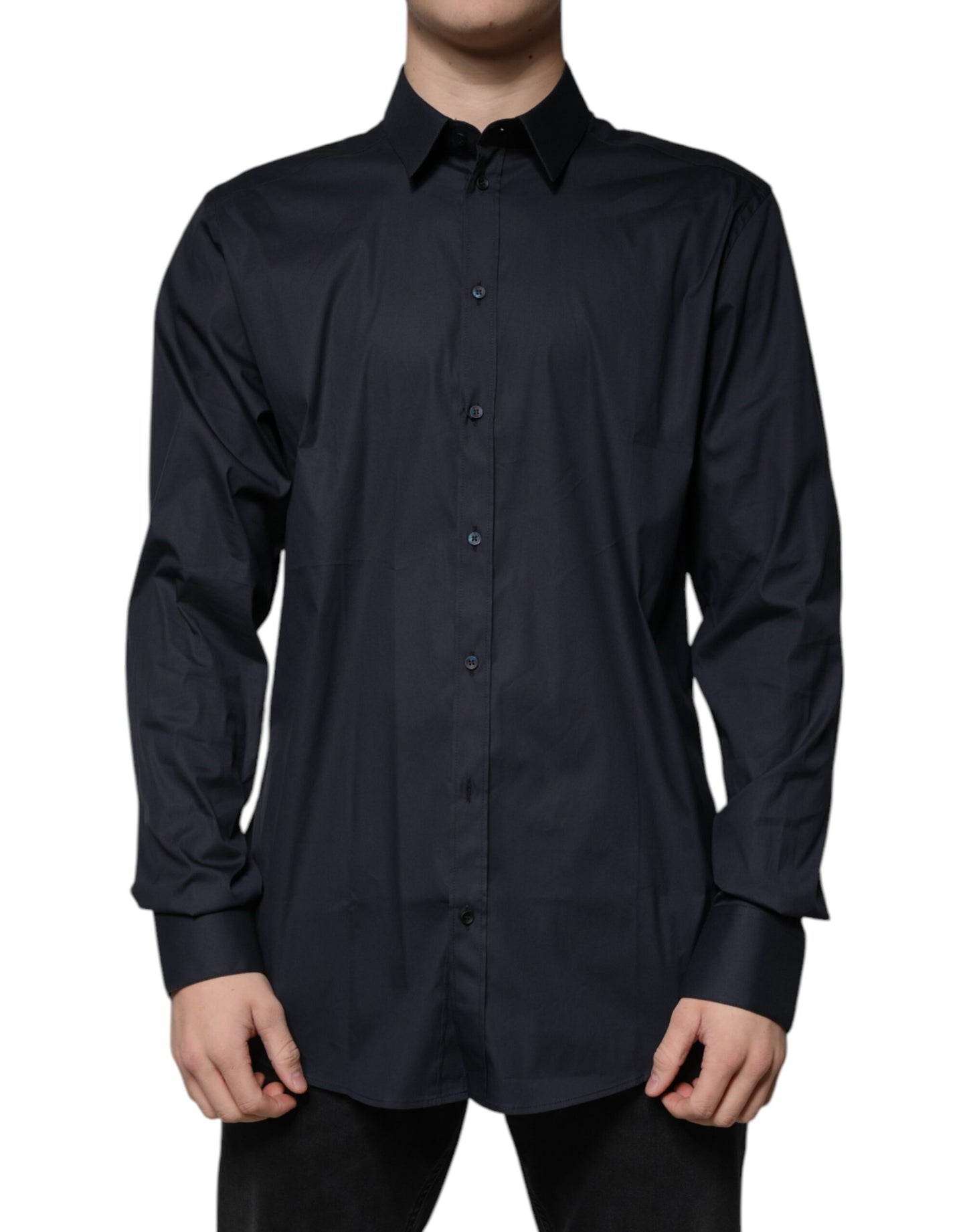 Dolce & Gabbana Camicia da abito formale in misto cotone nero ORO