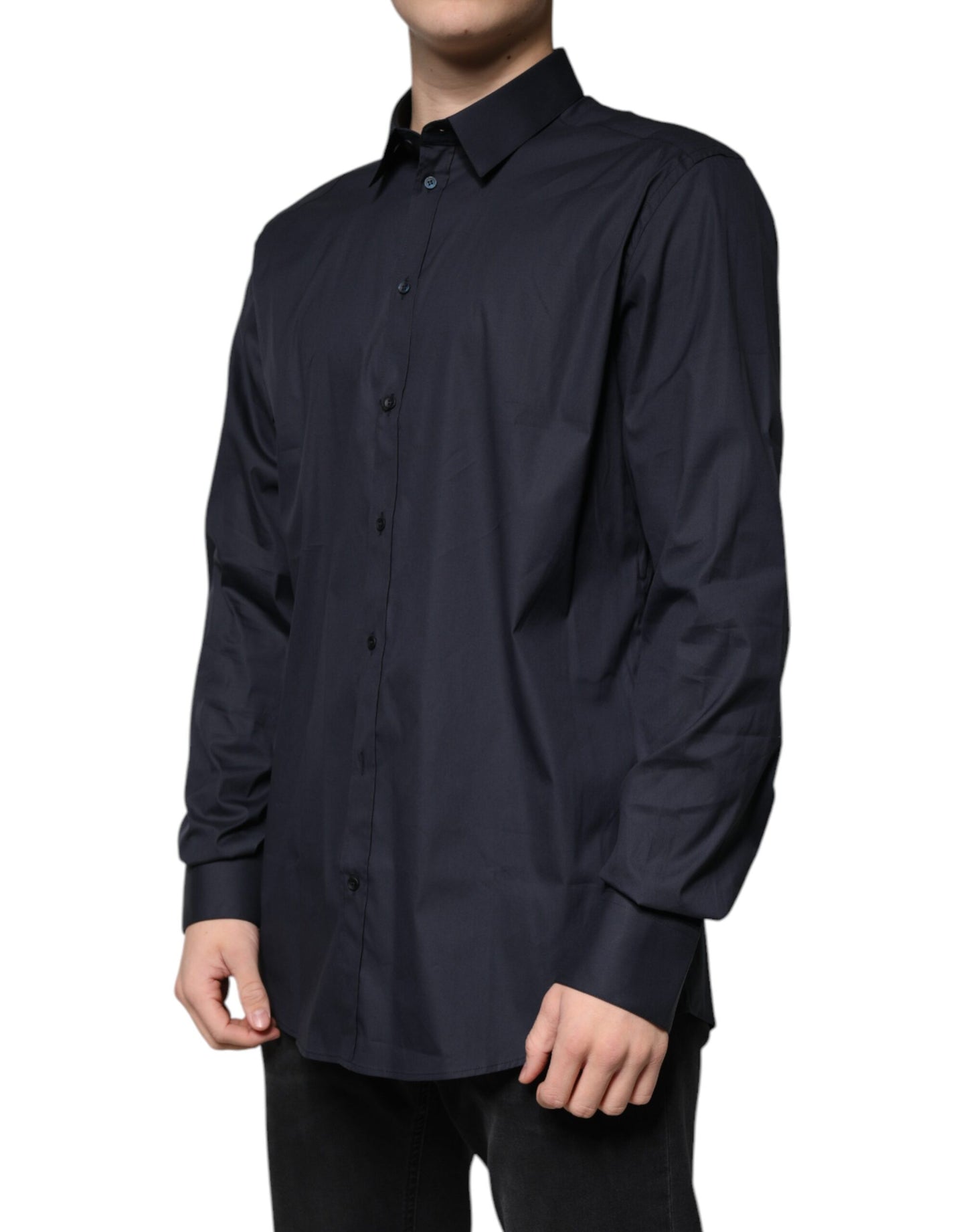 Dolce & Gabbana Camicia da abito formale in misto cotone nero ORO