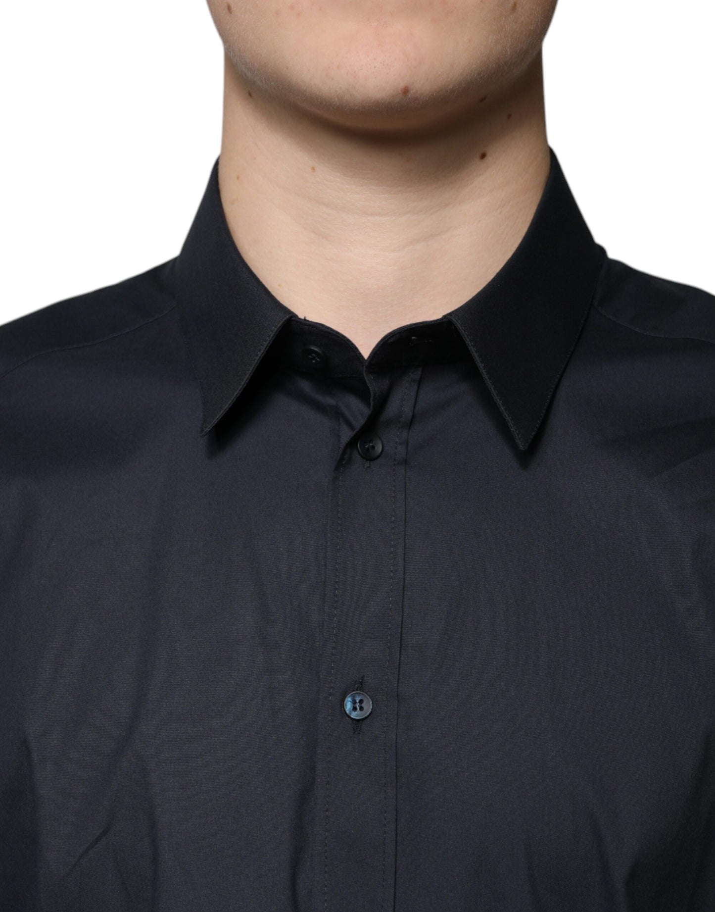 Dolce & Gabbana Camicia da abito formale in misto cotone nero ORO