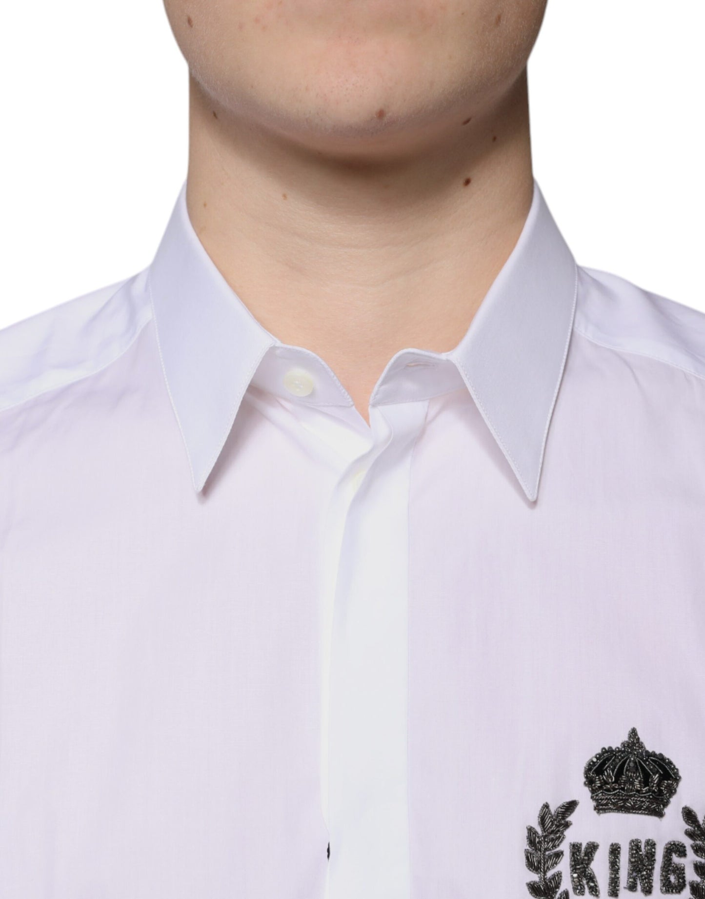 Dolce & Gabbana Camicia da uomo formale in cotone bianco con logo ORO