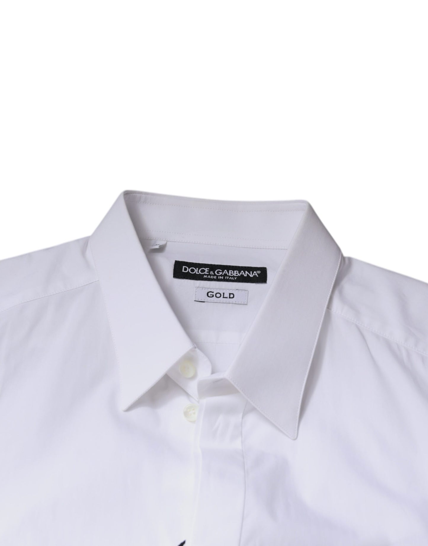 Dolce & Gabbana Camicia da uomo formale in cotone bianco con logo ORO