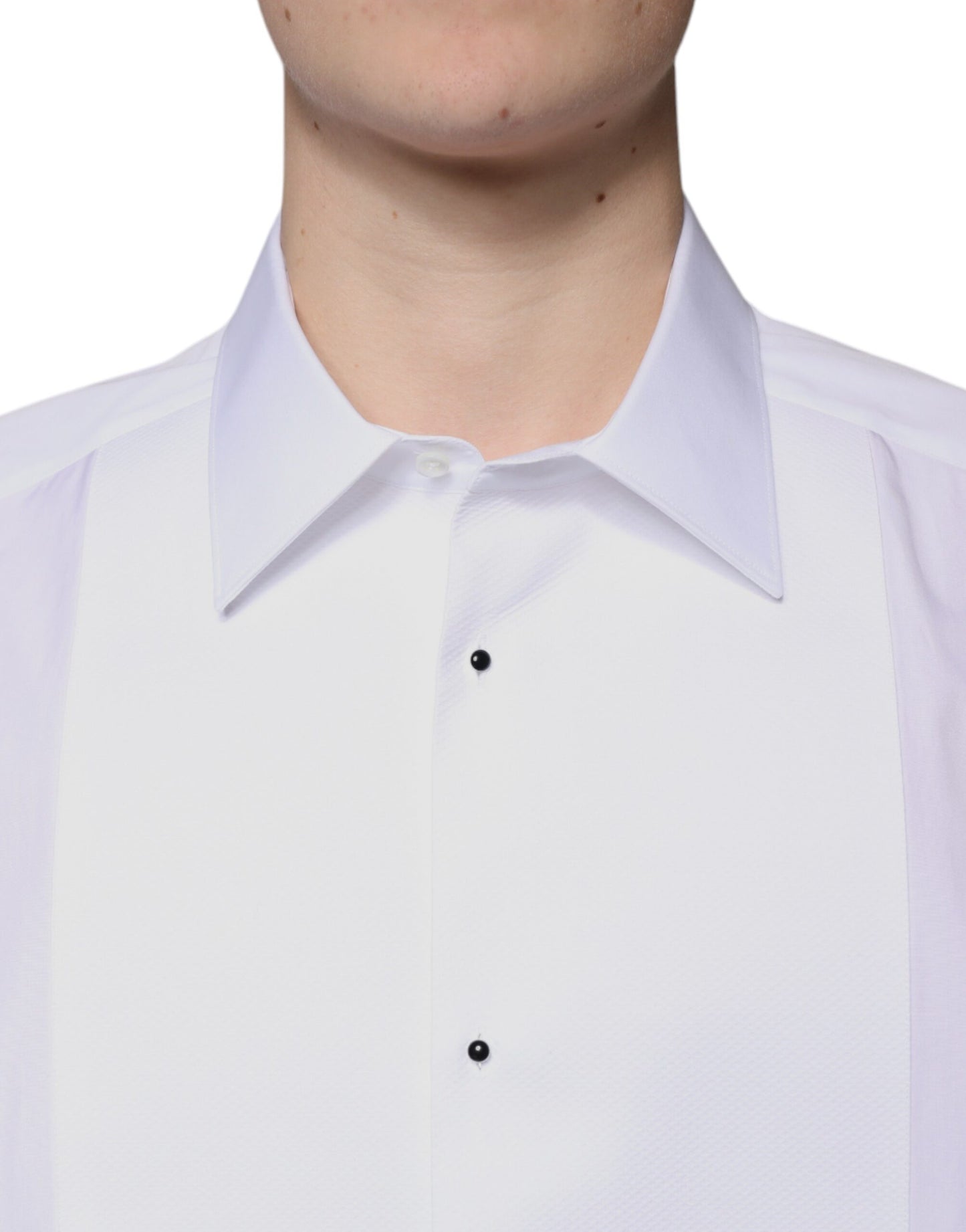 Dolce & Gabbana Camicia formale in popeline di cotone con pettorina bianca ORO