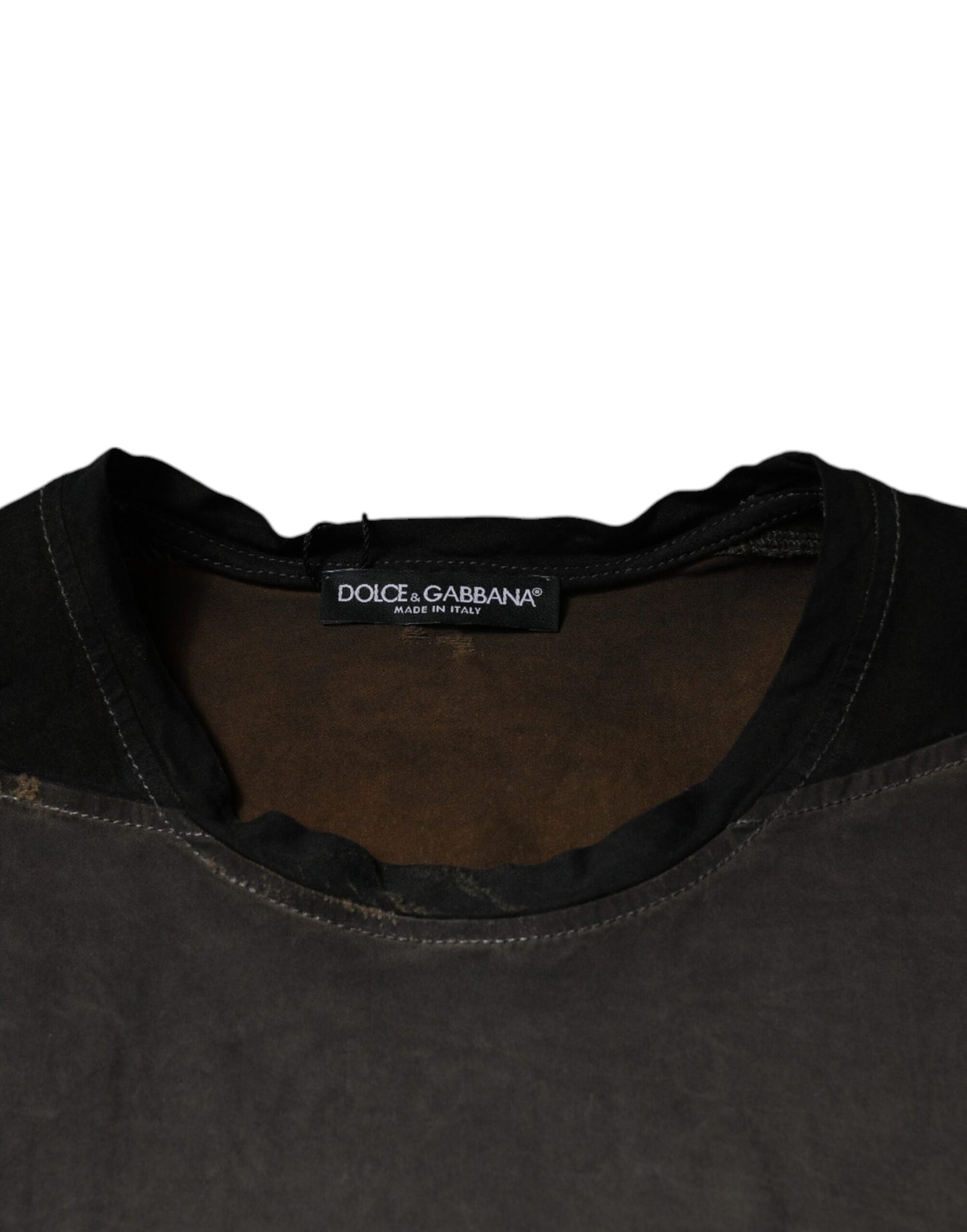 Dolce & Gabbana T-shirt girocollo in cotone con stampa grafica marrone