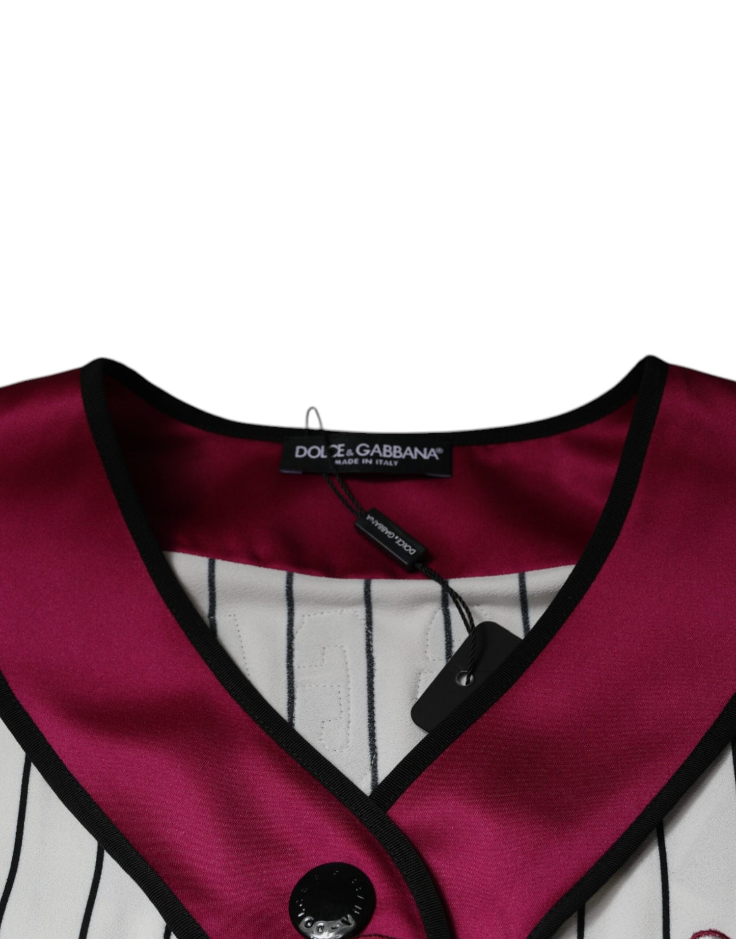Dolce & Gabbana T-shirt con scollo a V e bottoni in jersey con logo multicolore